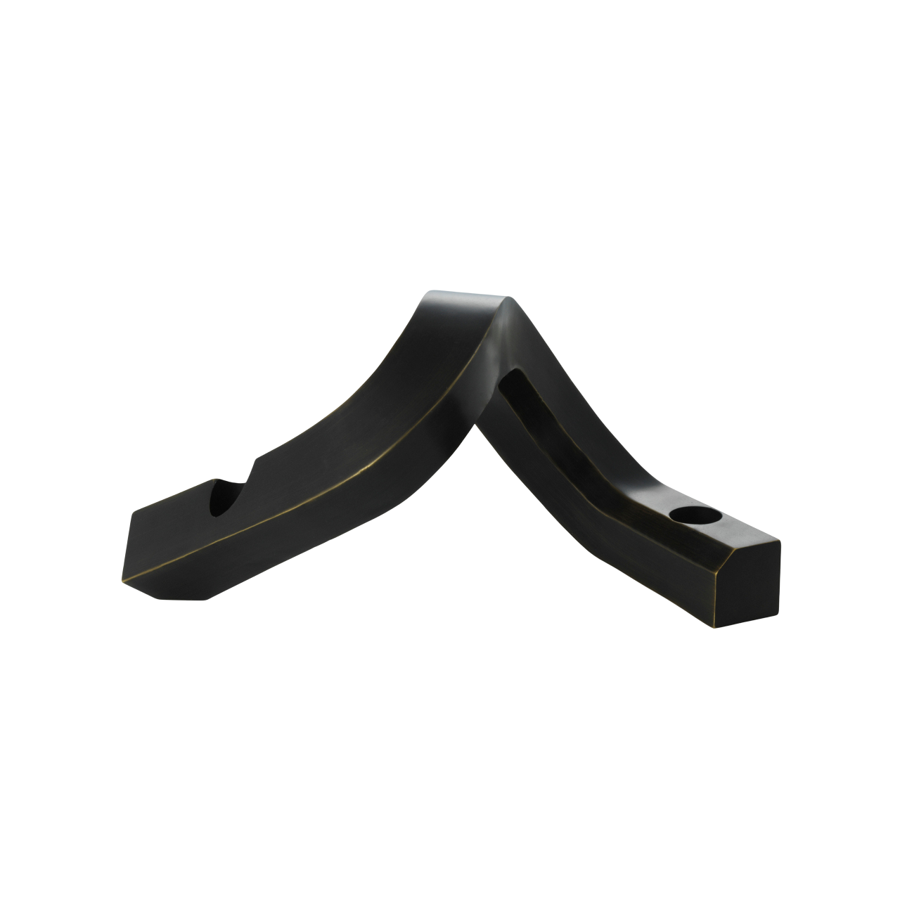 CROOKED TWO Candle Holder in Antiqued Brass