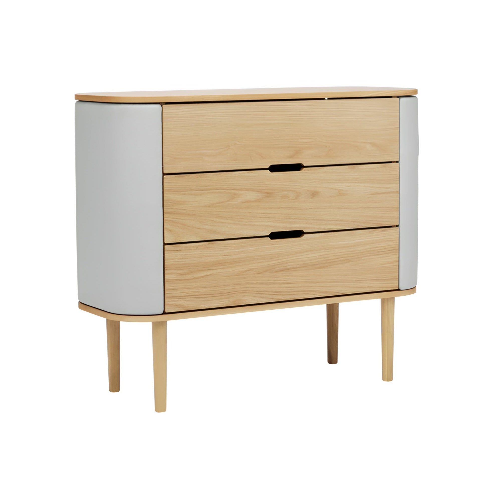 Skříň TREASURES zlomená bílá s dubovým podstavcem