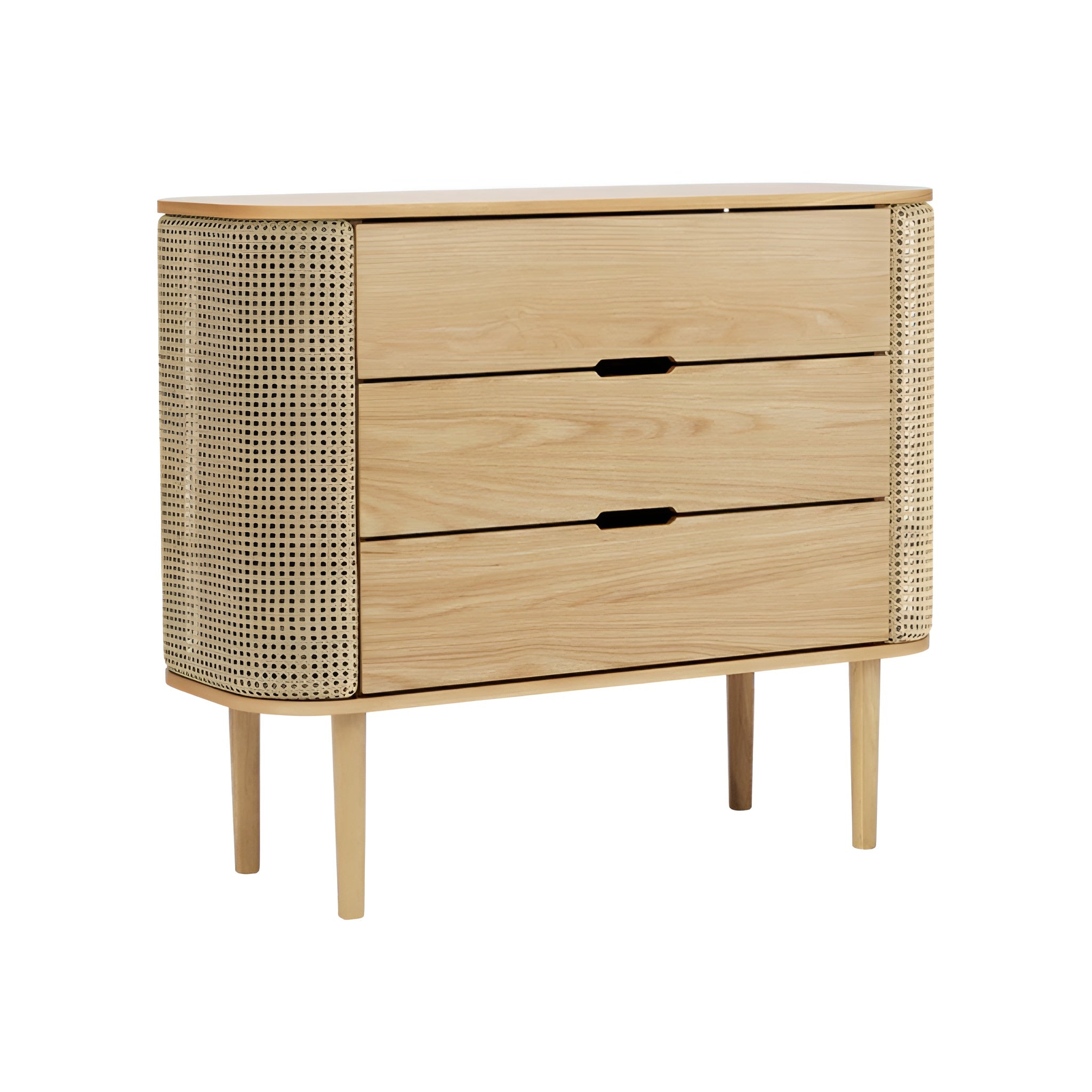 TREASURES cabinet with Venetian reed and oak base