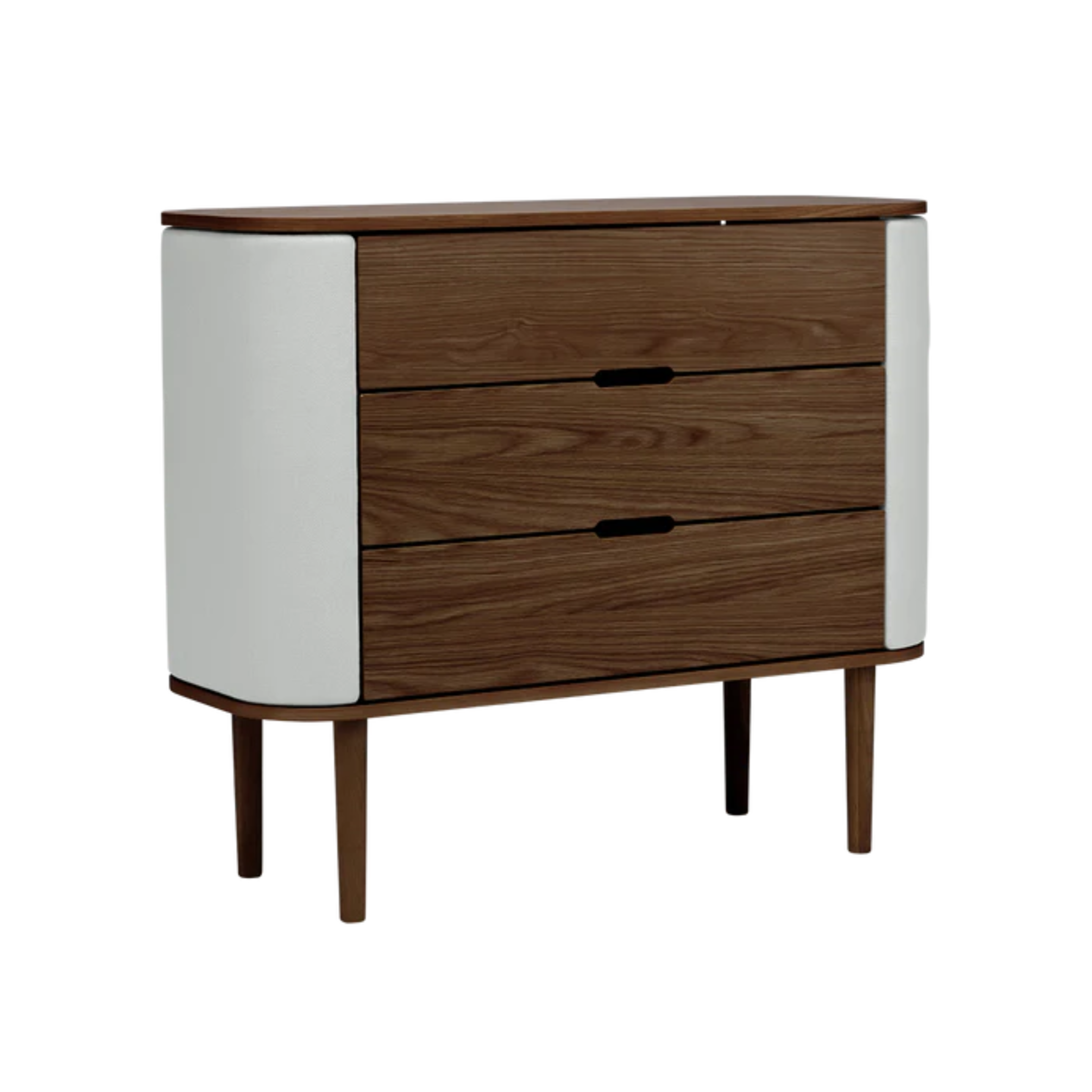Skříň TREASURES zlomená bílá s tmavě dubovým podstavcem
