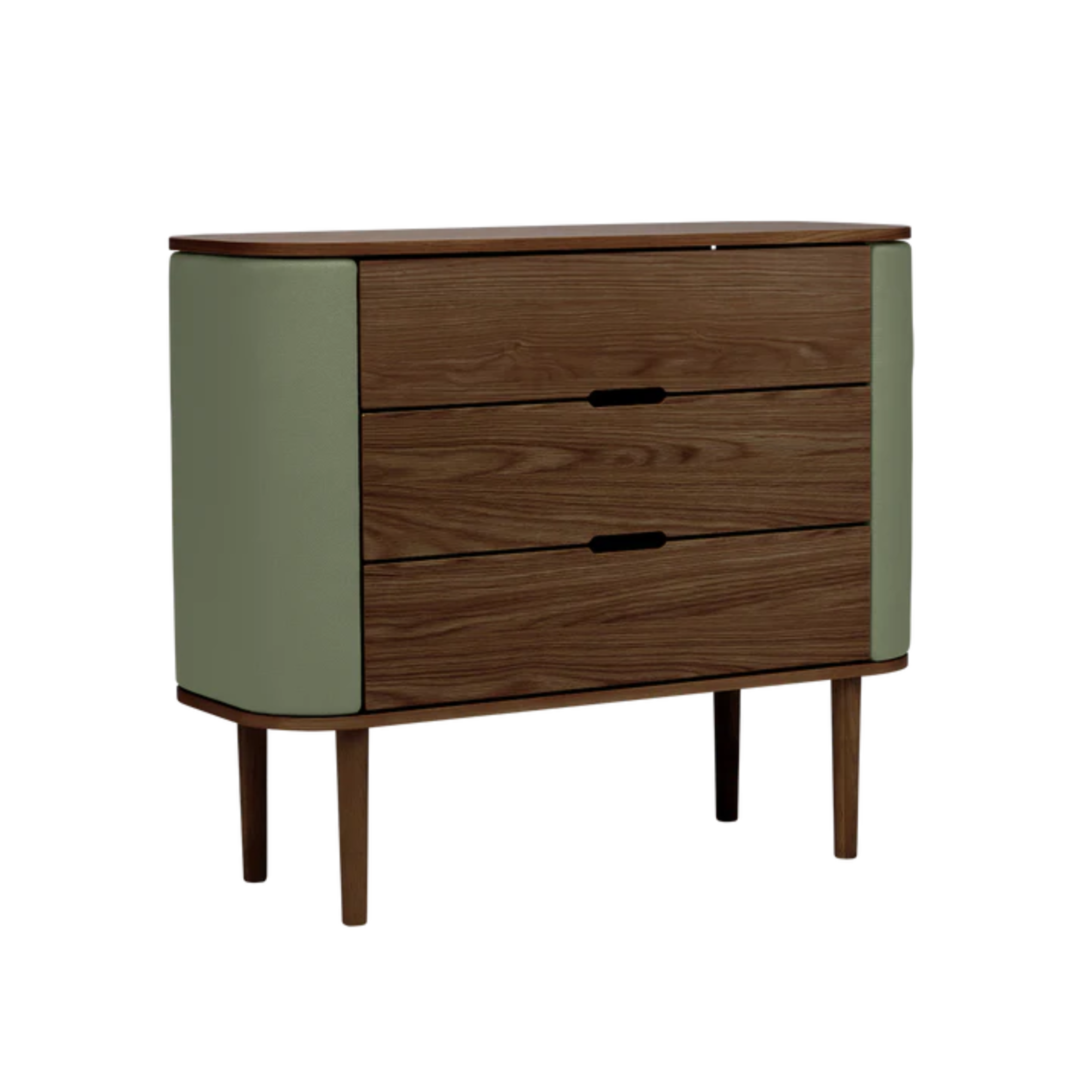Skříň TREASURES zelená s tmavě dubovým podstavcem