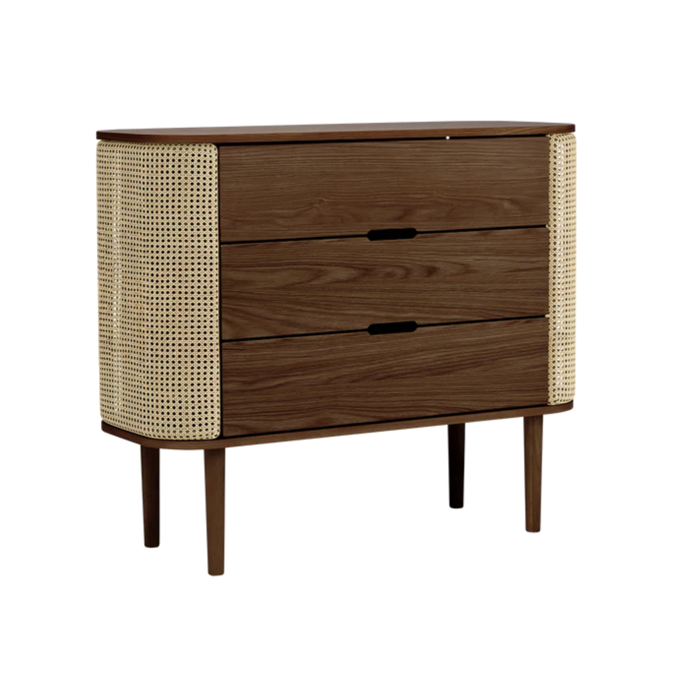 TREASURES cabinet with Venetian reed and dark oak base