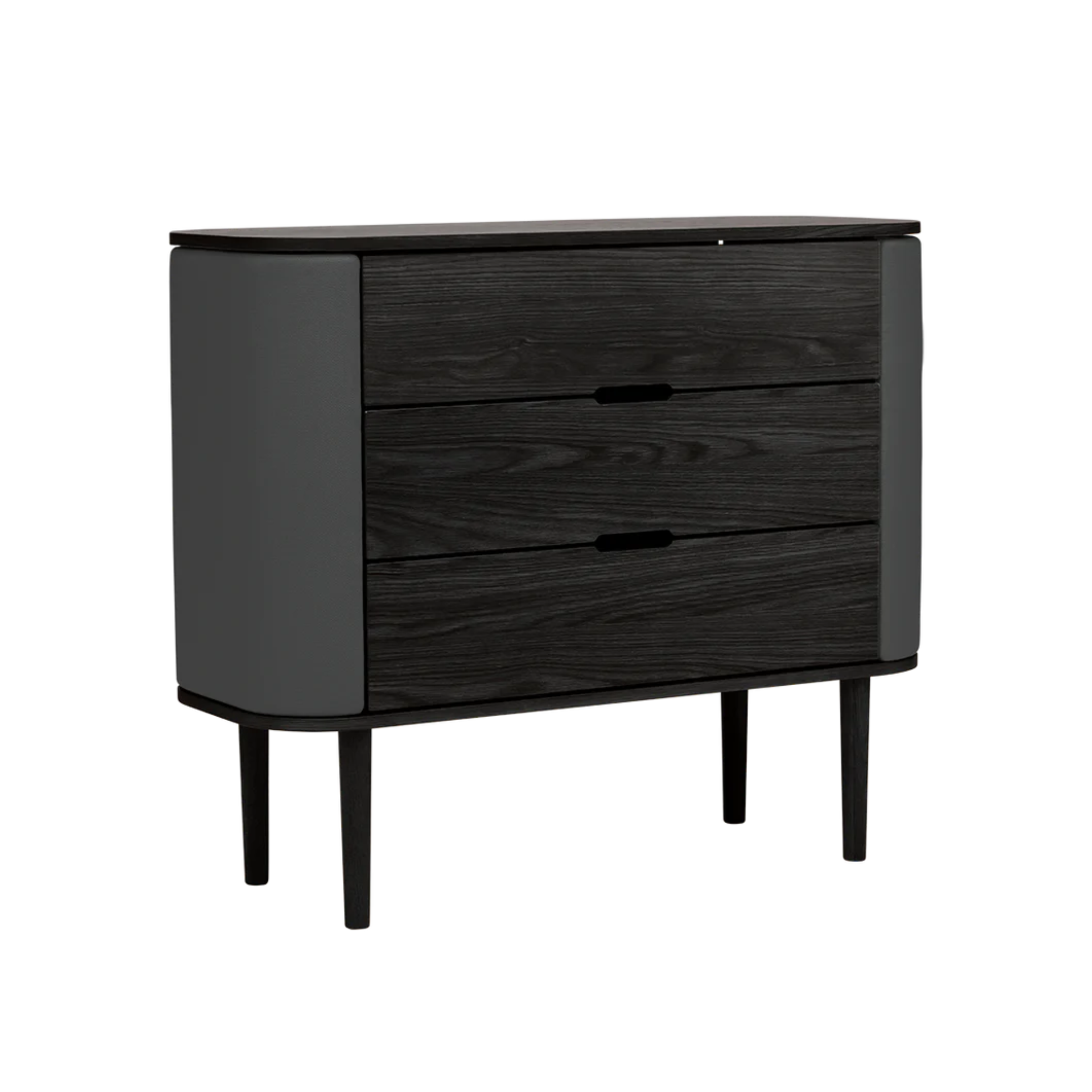 Skříň TREASURES tmavě šedá s černým podstavcem