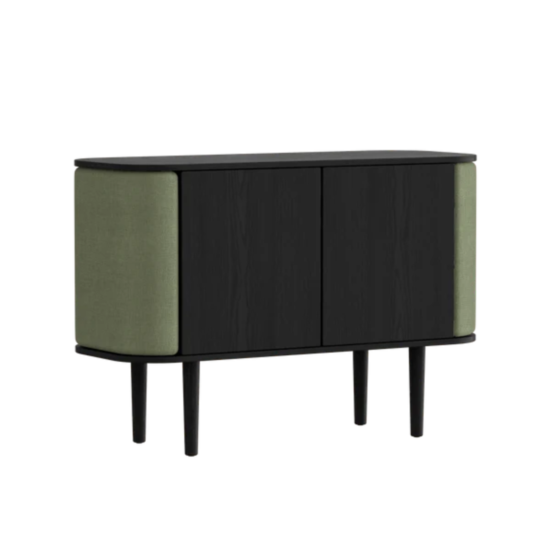 TREASURES chest of drawers green with black oak