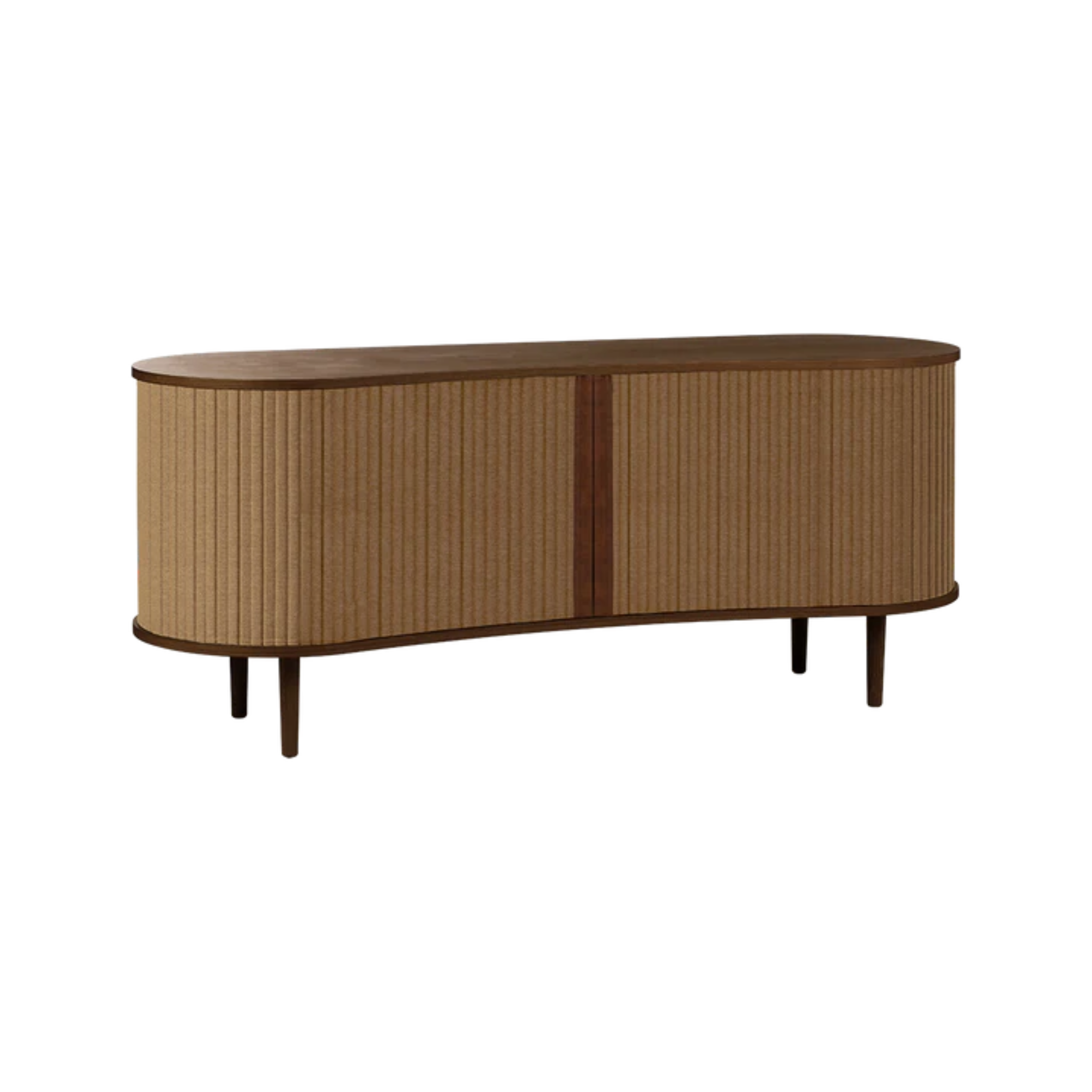 AUDACIOUS caramel RTV cabinet with a dark oak base