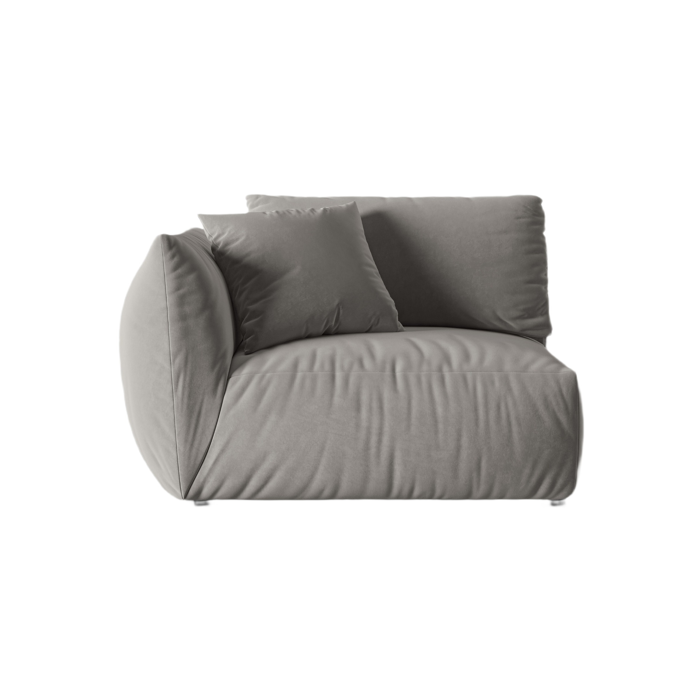 Sofa modulární sametová CHRIS - široký levý prvek šedý