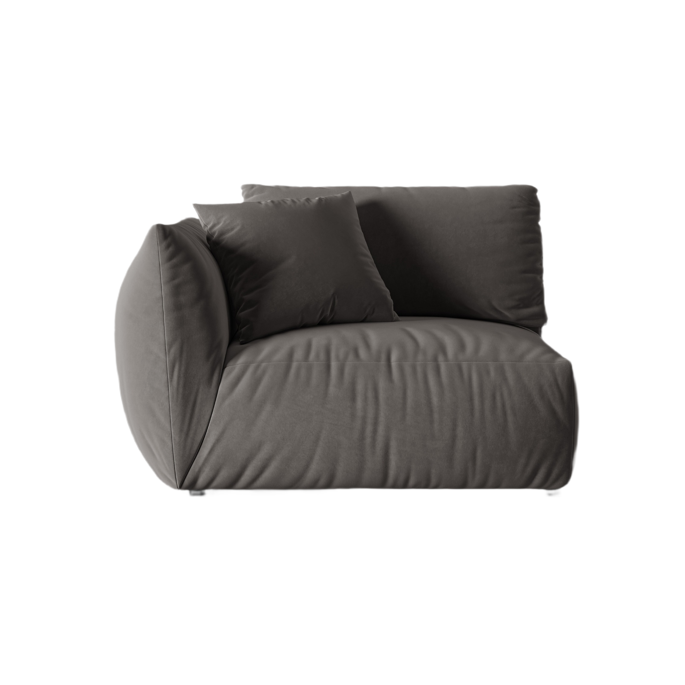 Sofa modulární sametová CHRIS - široký levý prvek tmavě šedý
