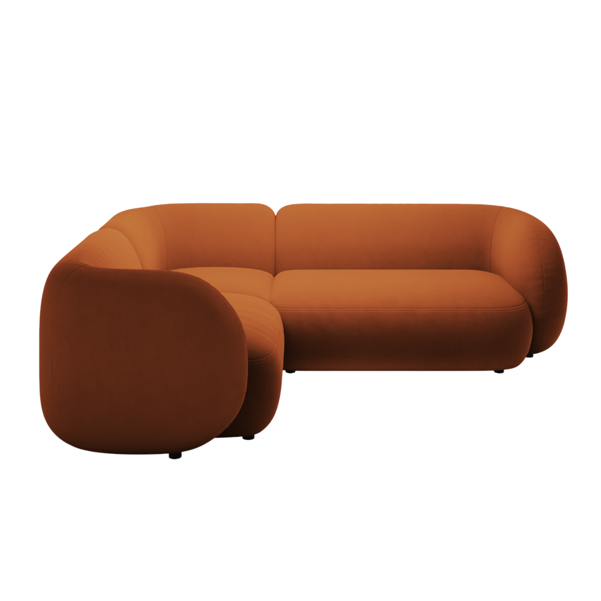 Sametový rohový gauč levostranný pro 4 osoby KATE terracotta