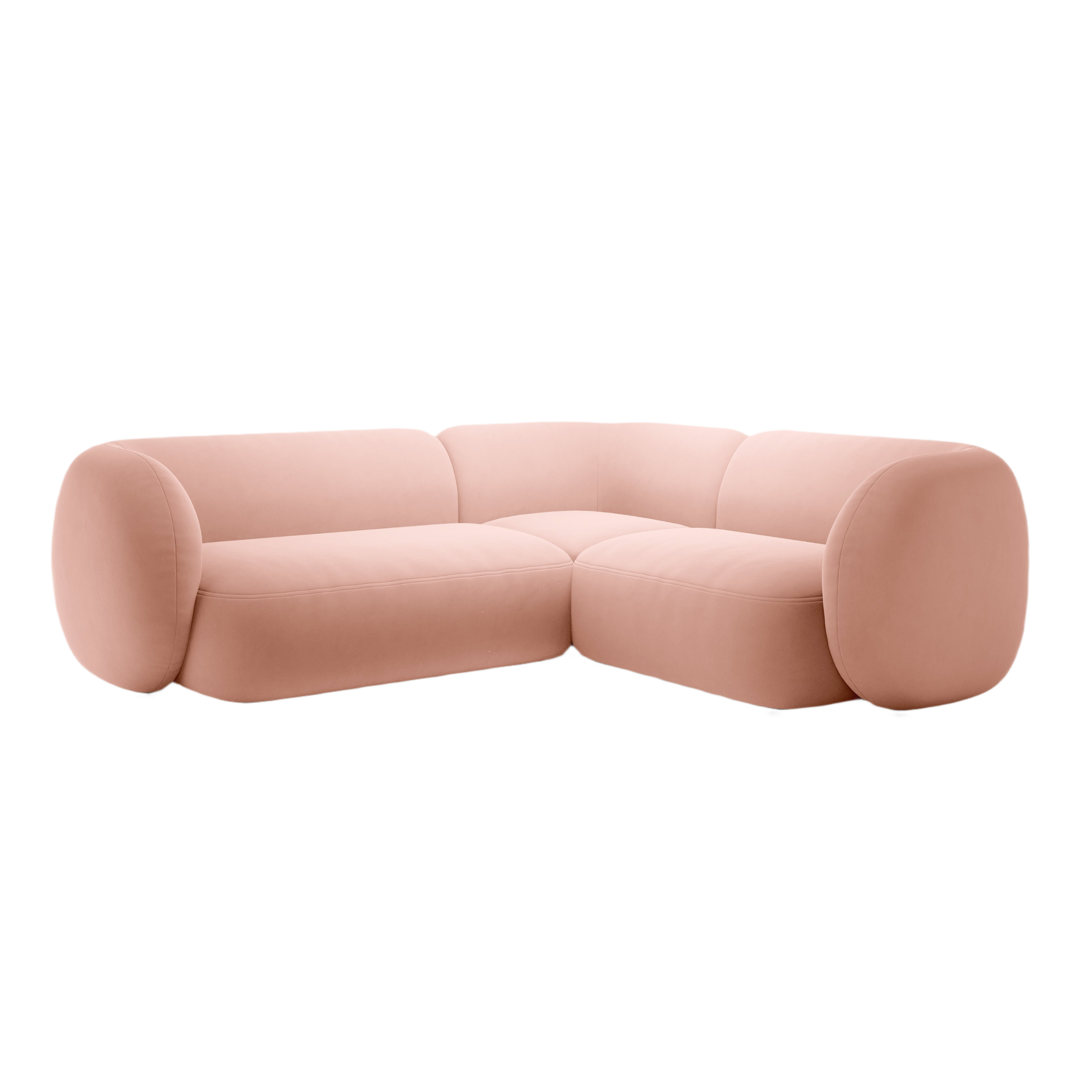 Růžový sametový rohový gauč pro 4 osoby KATE