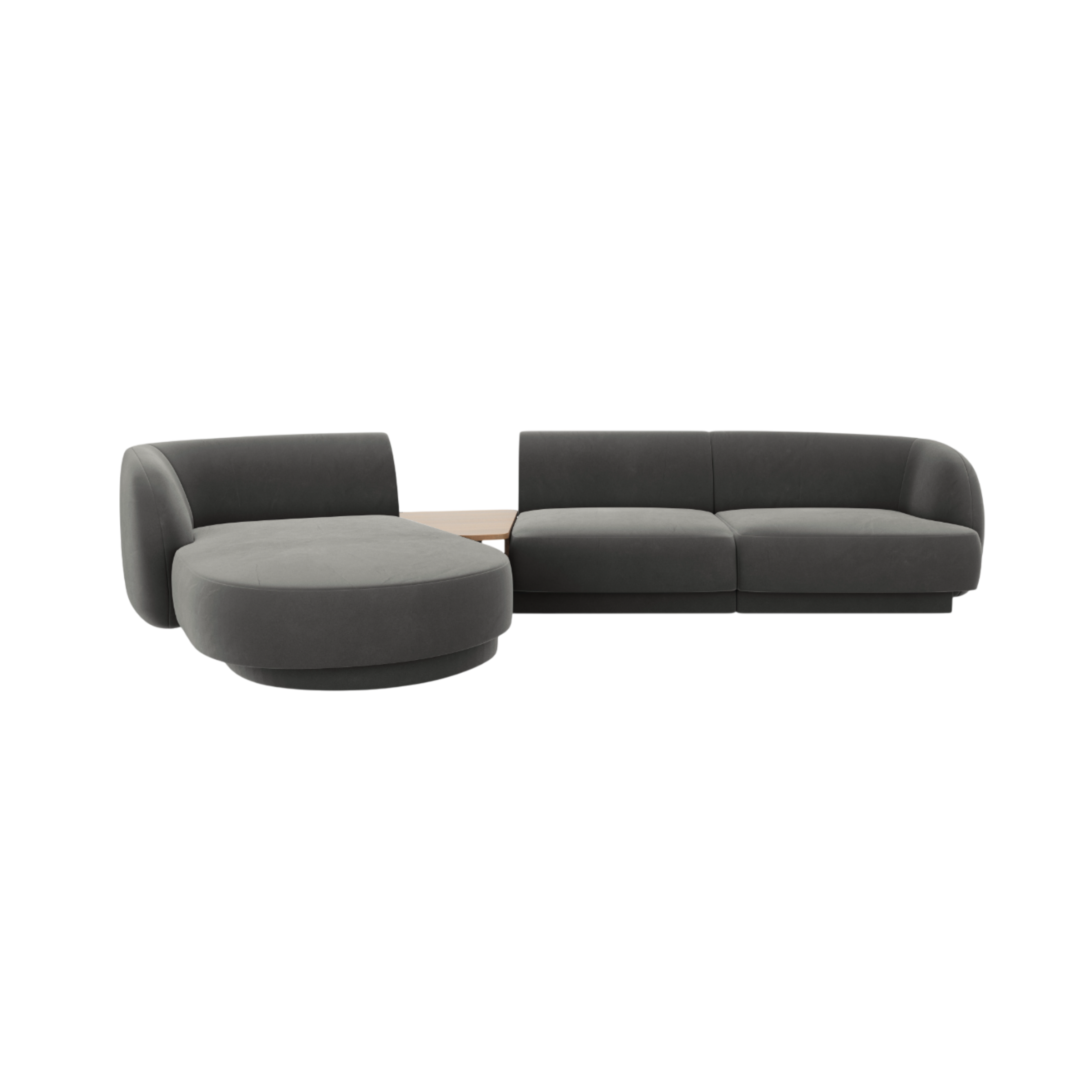 Modular corner sofa with table 3-seater left-sided MILEY light gray