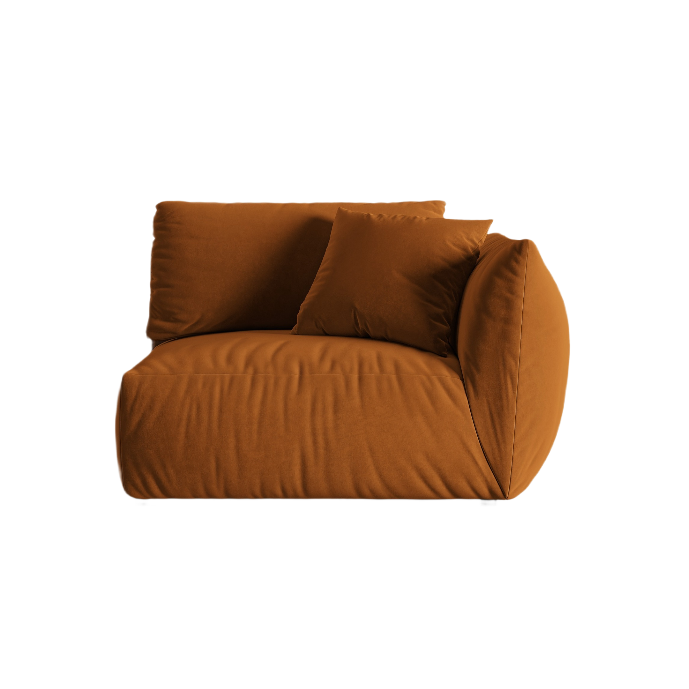 Sofa modulární sametová CHRIS - široký pravý prvek terracotta