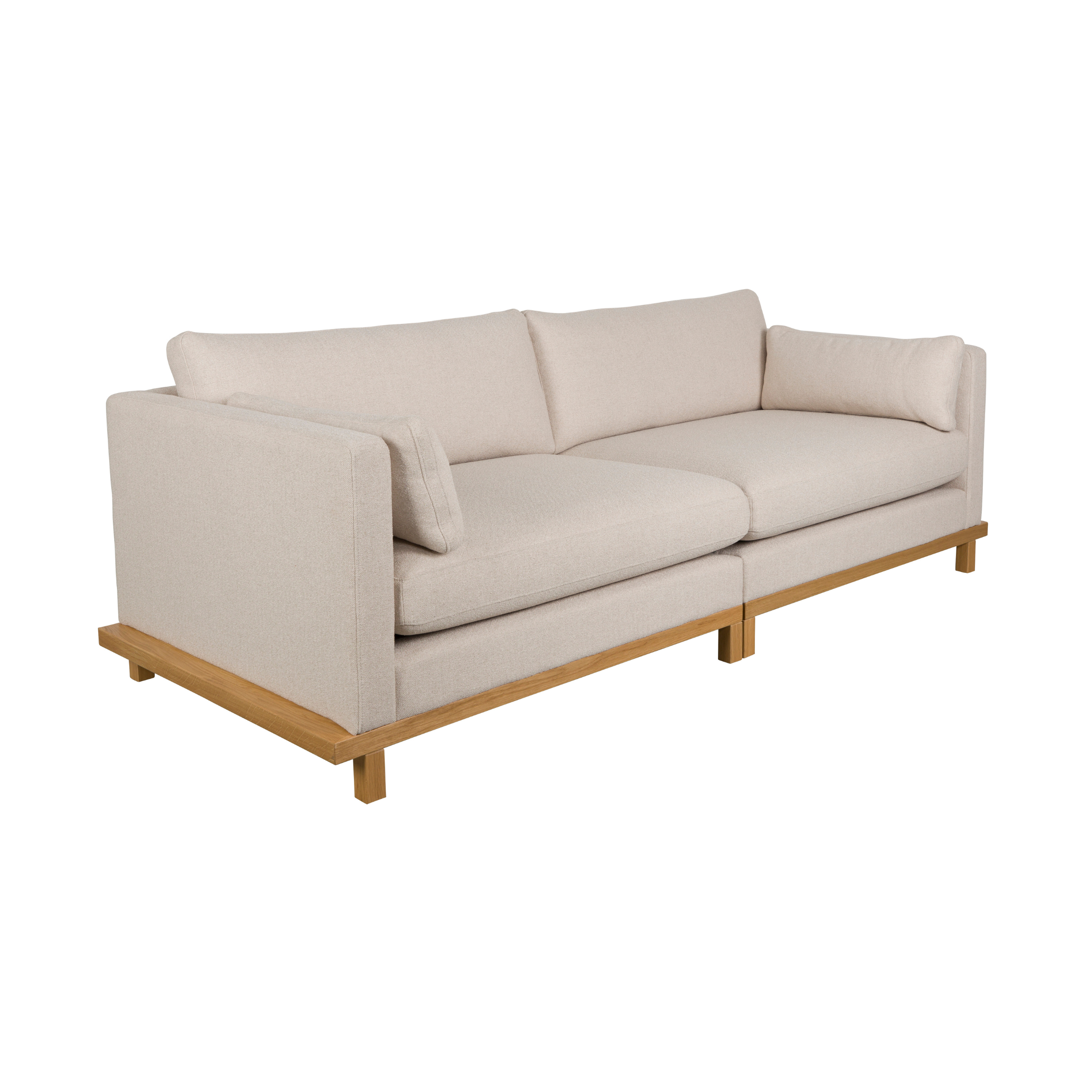 3-seater Sofa BLOSSOM beige with wooden base