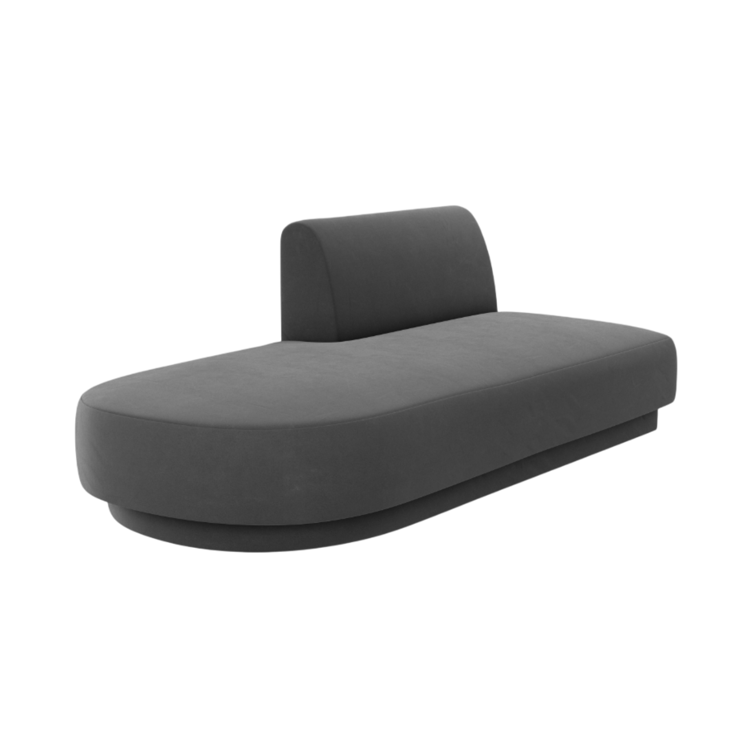2-seater velvet left-facing chaise longue MILEY gray