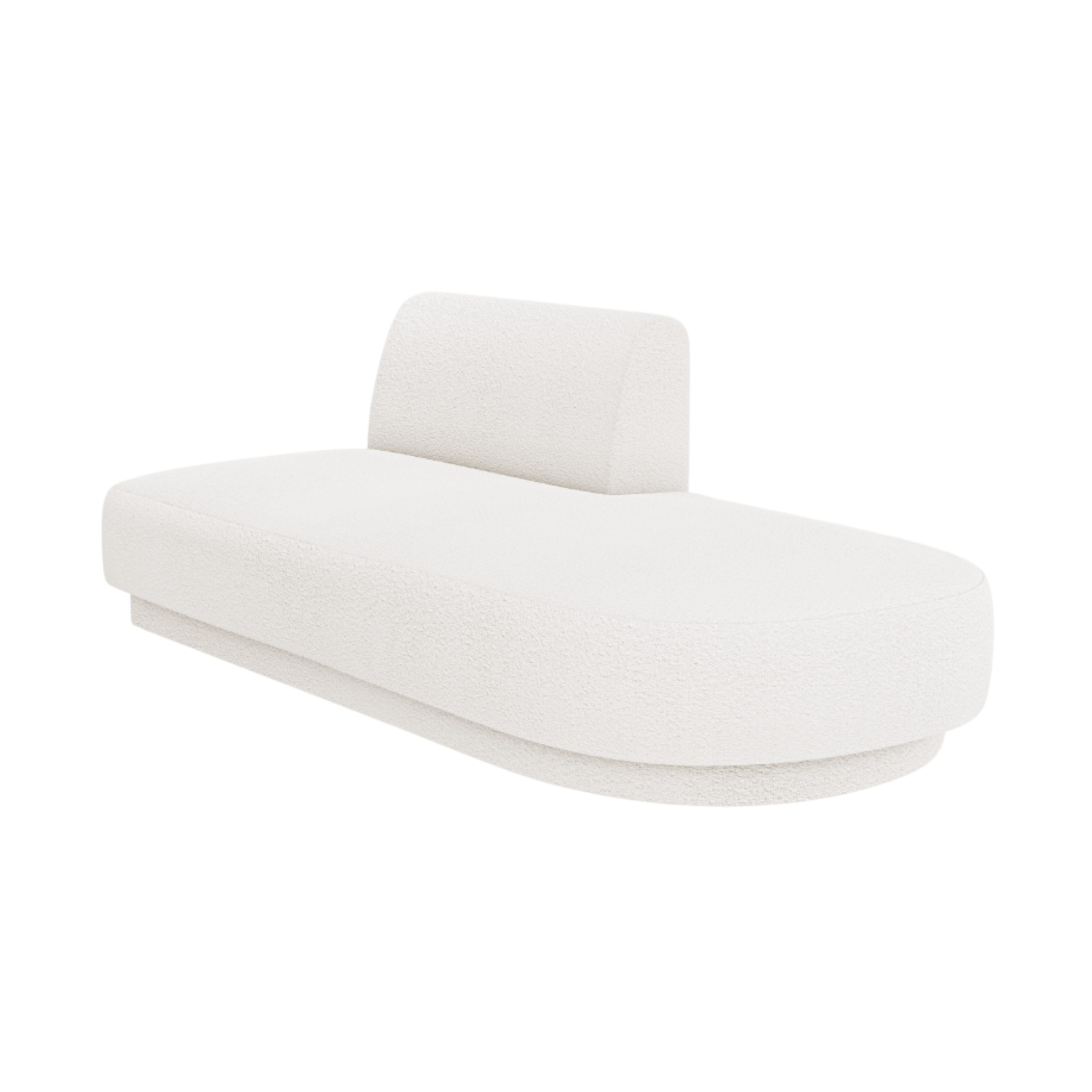 Right-facing 2-seater chaise longue MILEY white boucle