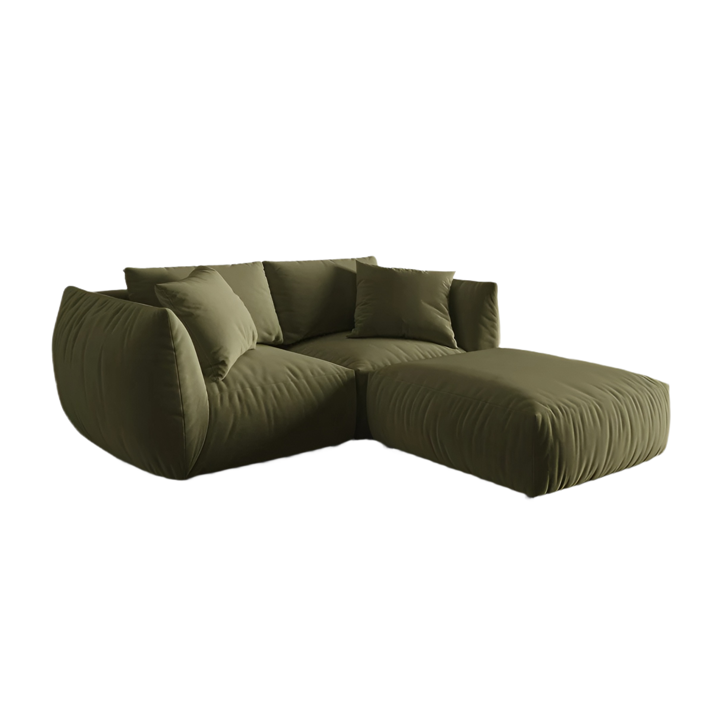 Sofabed sametový levostranný CHRIS světle zelený
