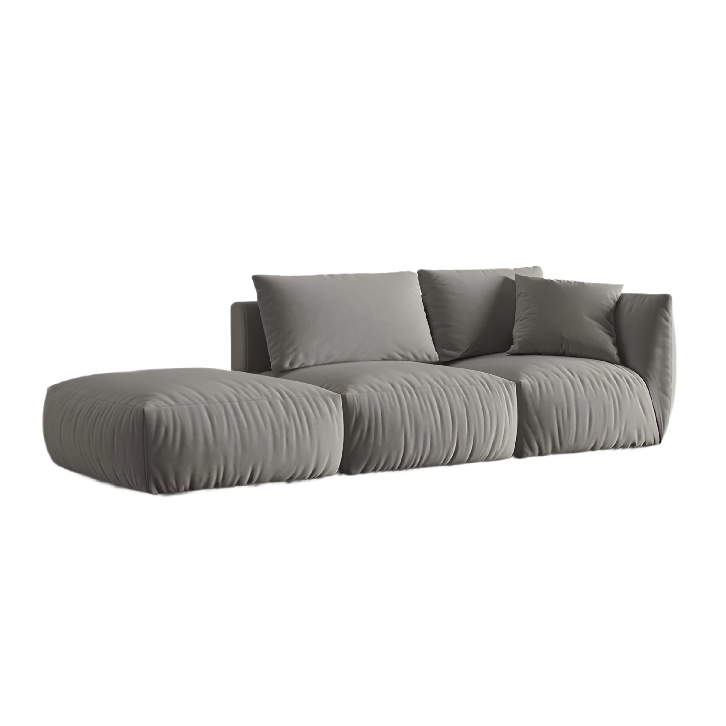 Sofa modulární sametová 3-místná levostranná CHRIS šedá