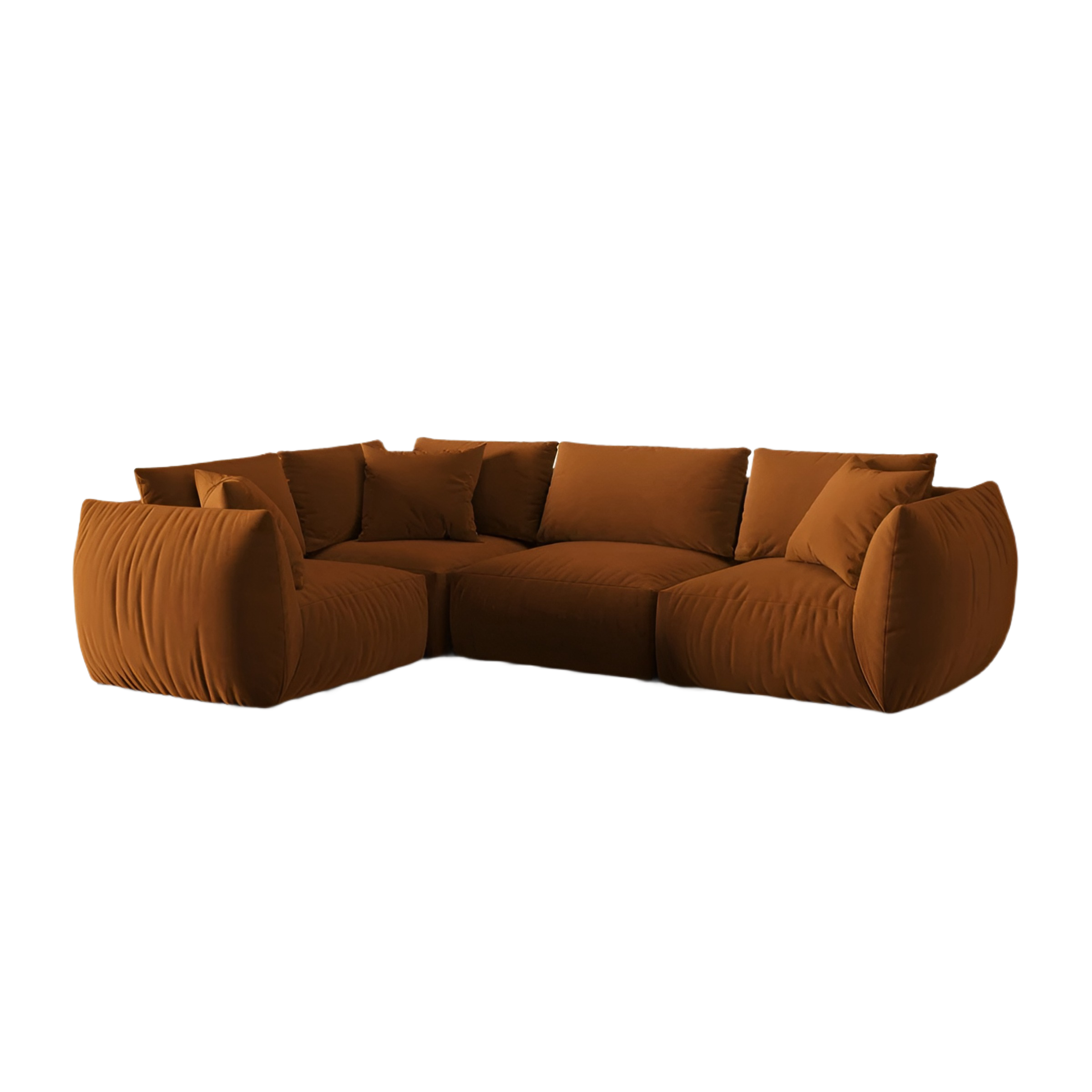 Sametový rohový gauč pro 4 osoby, levý CHRIS terracotta