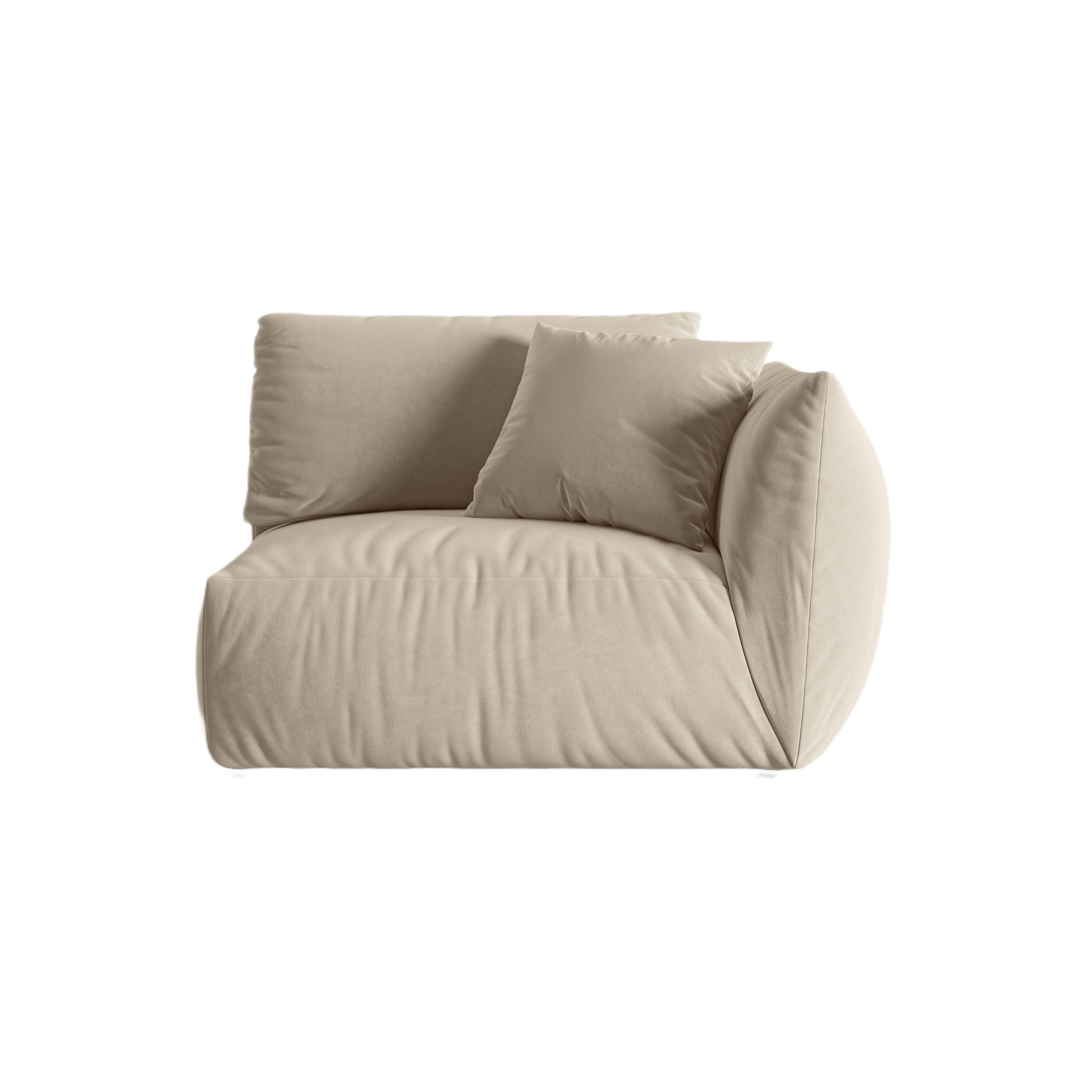 CHRIS velvet modular sofa - wide right-side element ecru