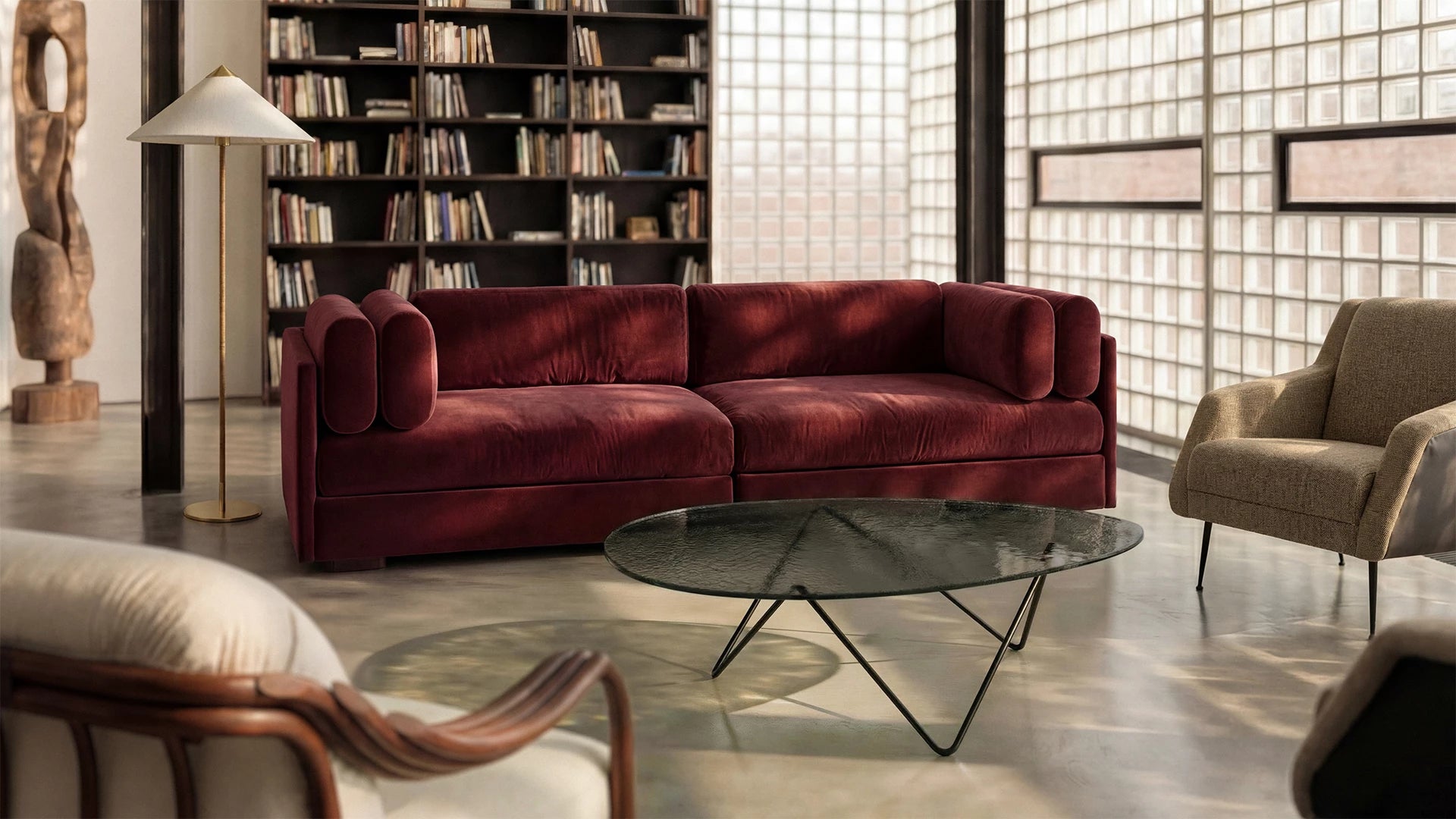 PEDRERA Coffee Table with Smoked Glass and Black Base