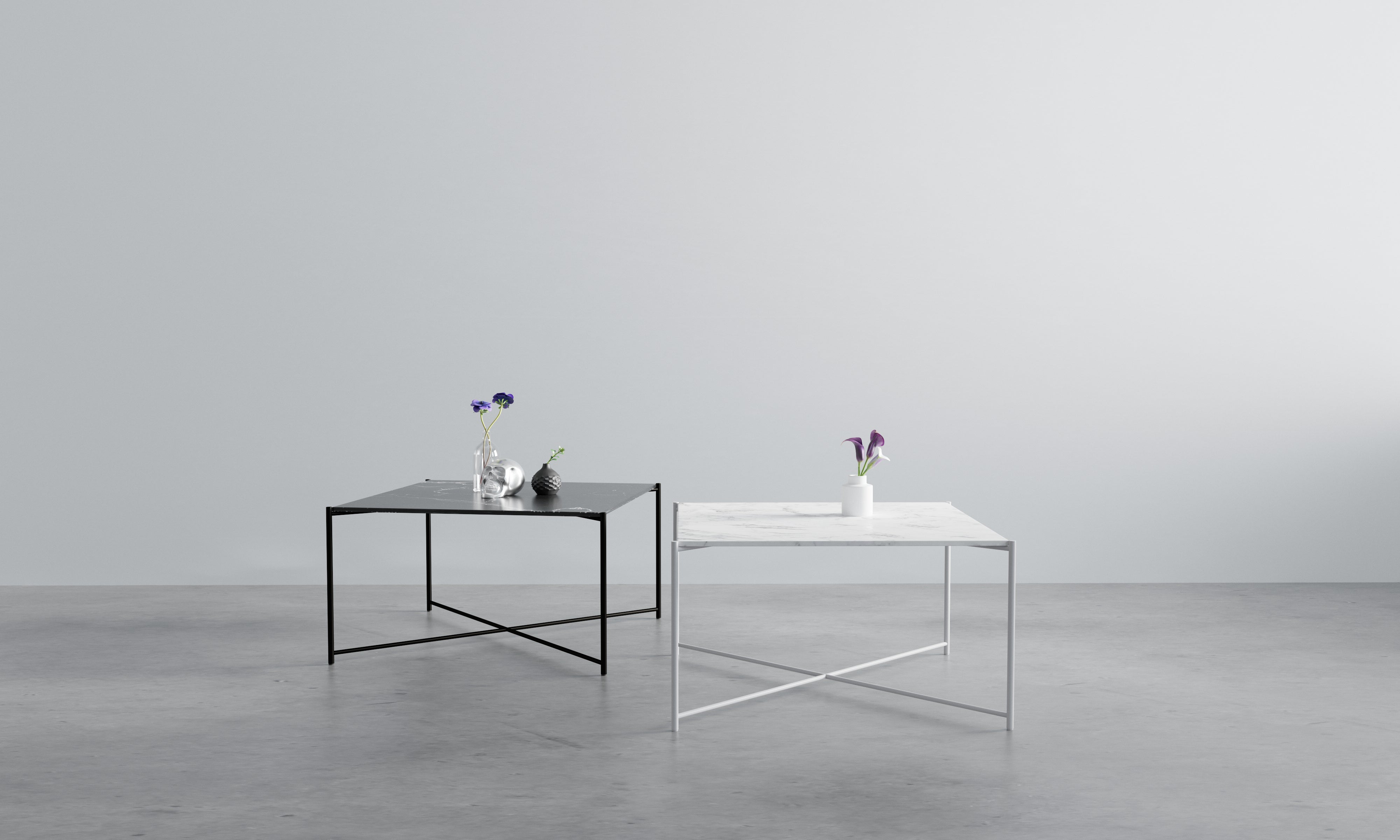 HARRY Coffee Table with Marble Top and Steel Base