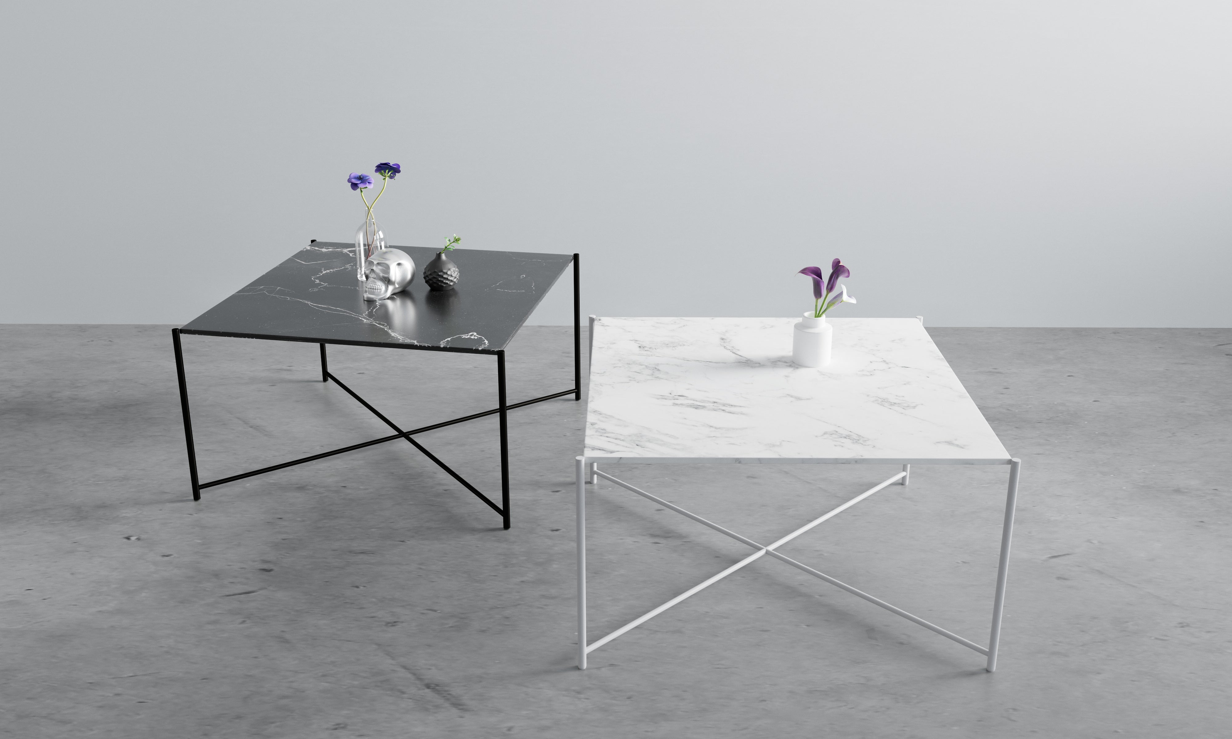 HARRY Coffee Table with Marble Top and Steel Base