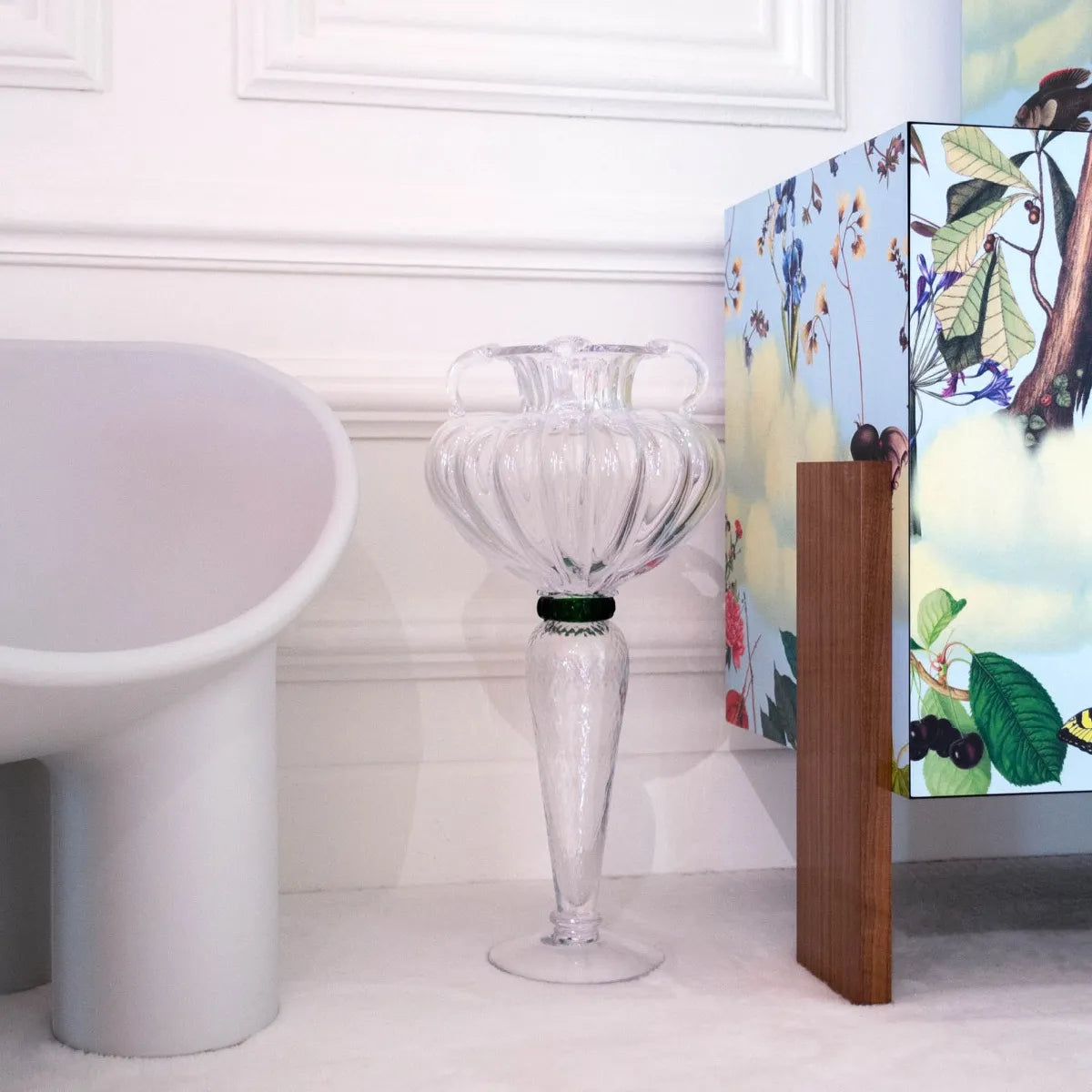 Váza HERA průhledné sklo se zelenou