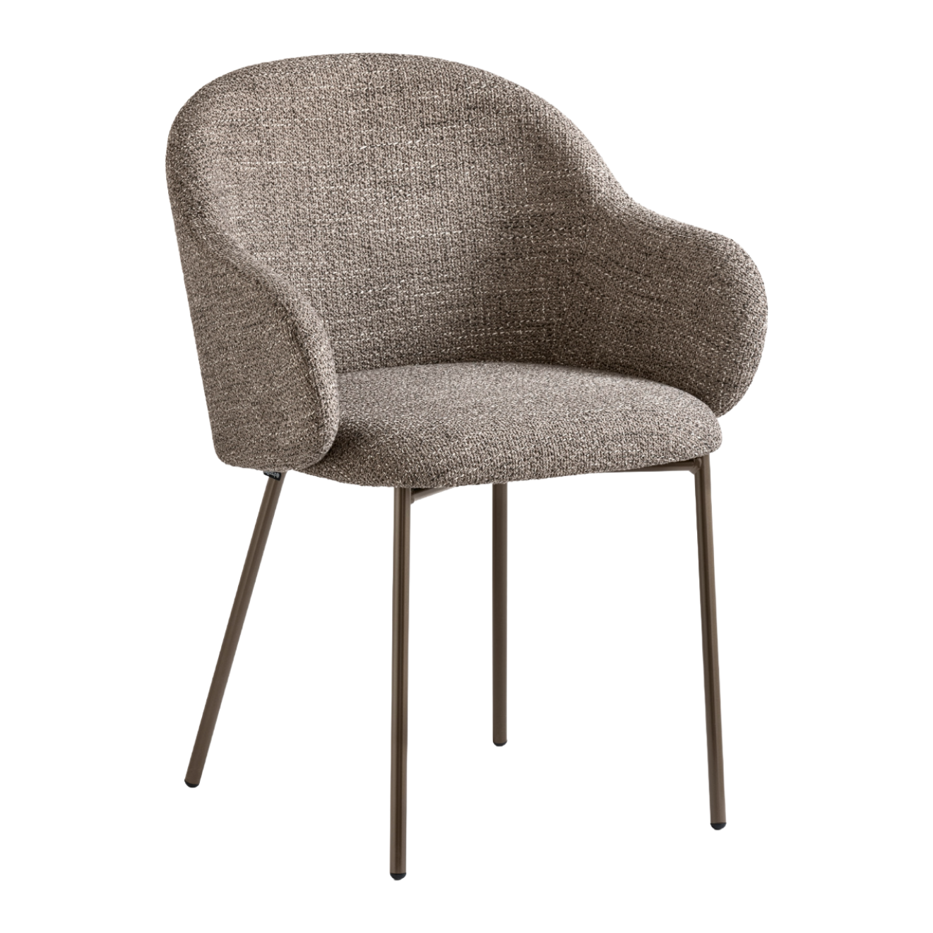 Křeslo s područkami HOLLY FAB čalouněné s hnědou kovovou základnou