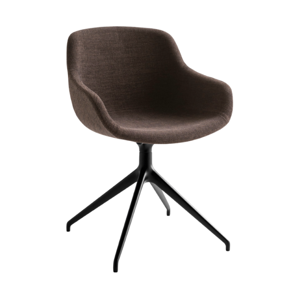 IGLOO upholstered swivel chair with black base