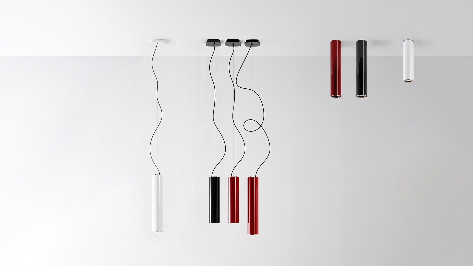Stropní lampa LLIO rubínově červená