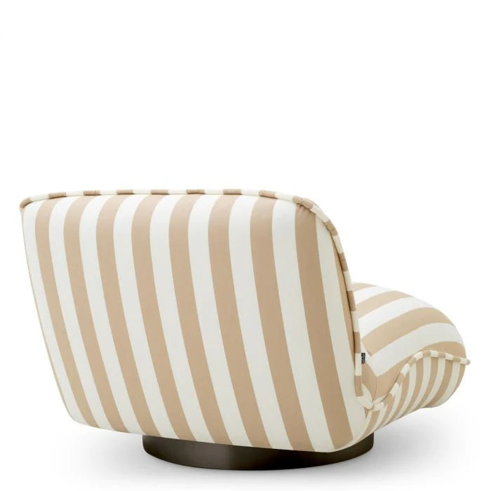 White RELAX Swivel Outdoor Armchair with Cream Accents