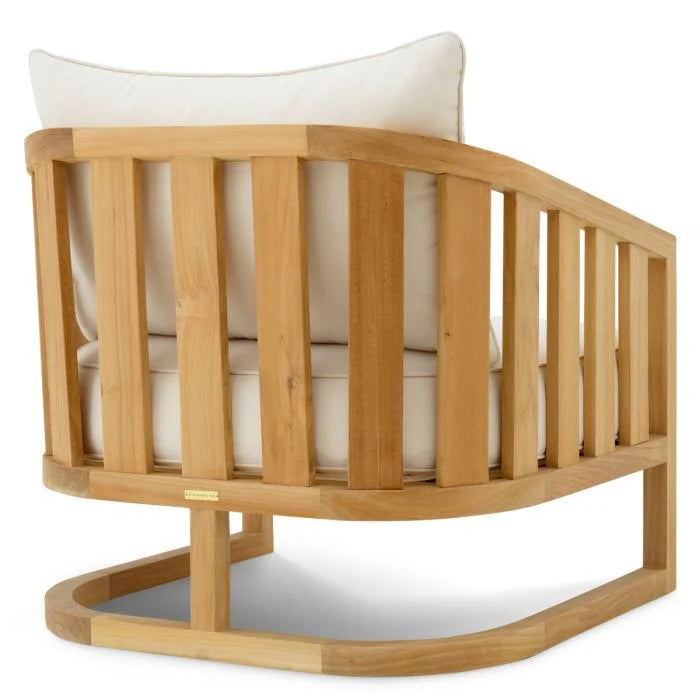 ARUBA Cream Outdoor Armchair with Wooden Base