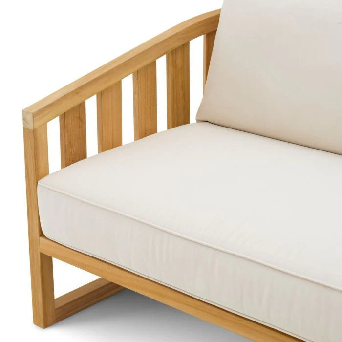 ARUBA Cream Outdoor Armchair with Wooden Base