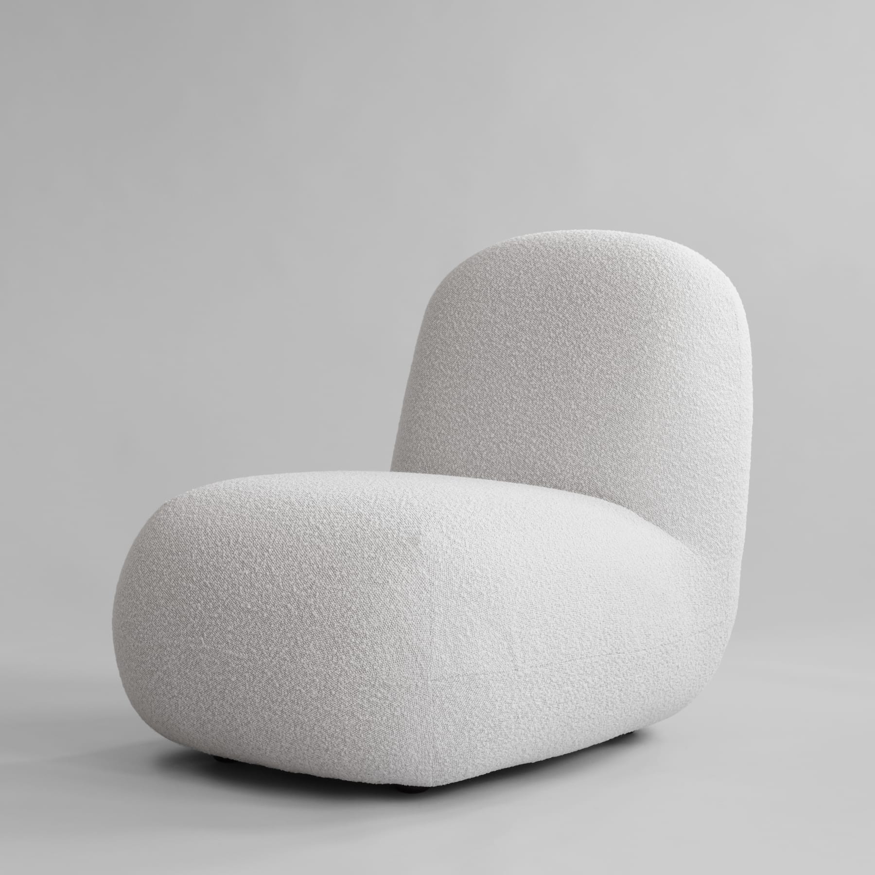 Křeslo bez opěrek TOE FLAT bouclé bílá