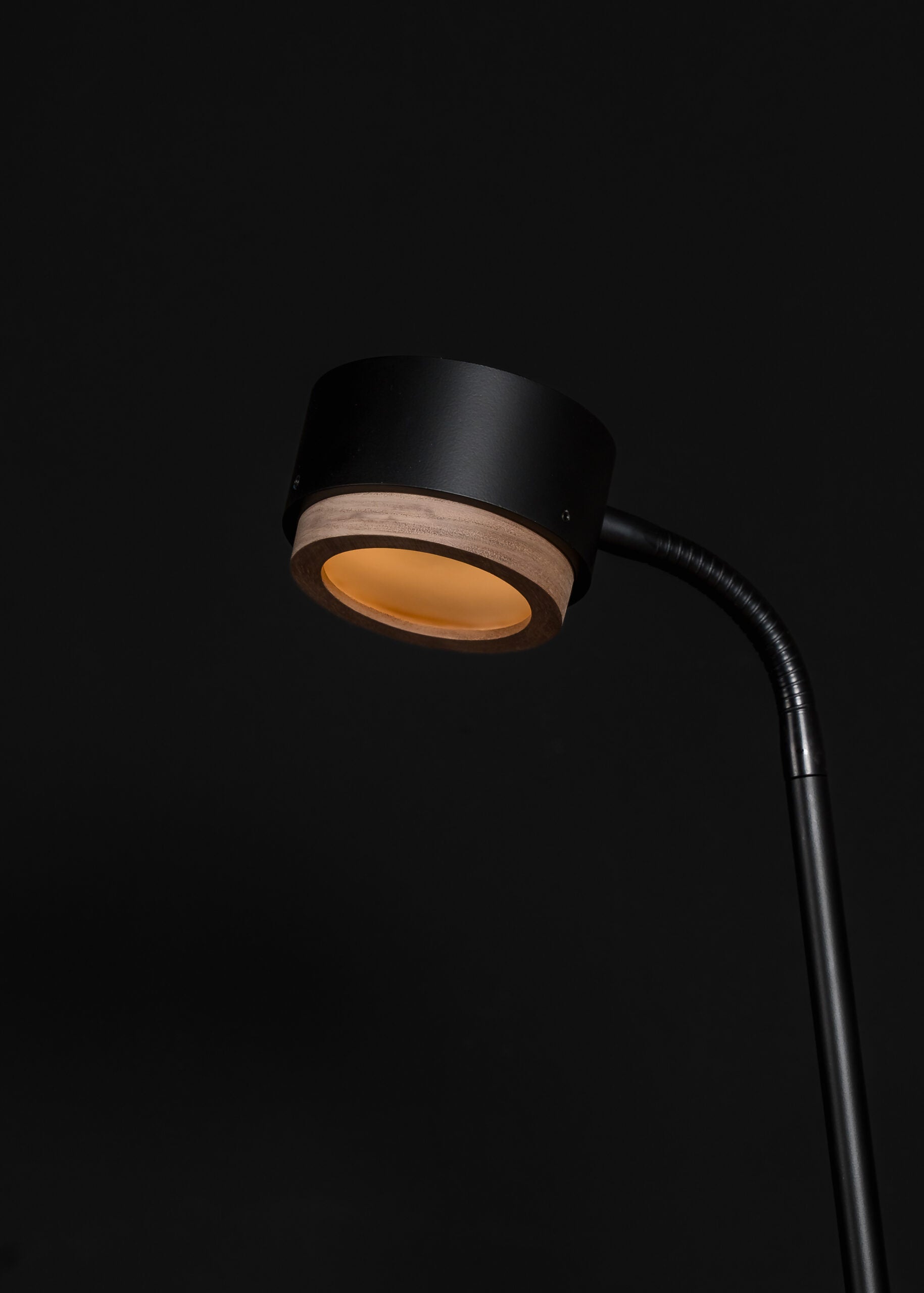 JUBI floor lamp in aluminum with walnut wood