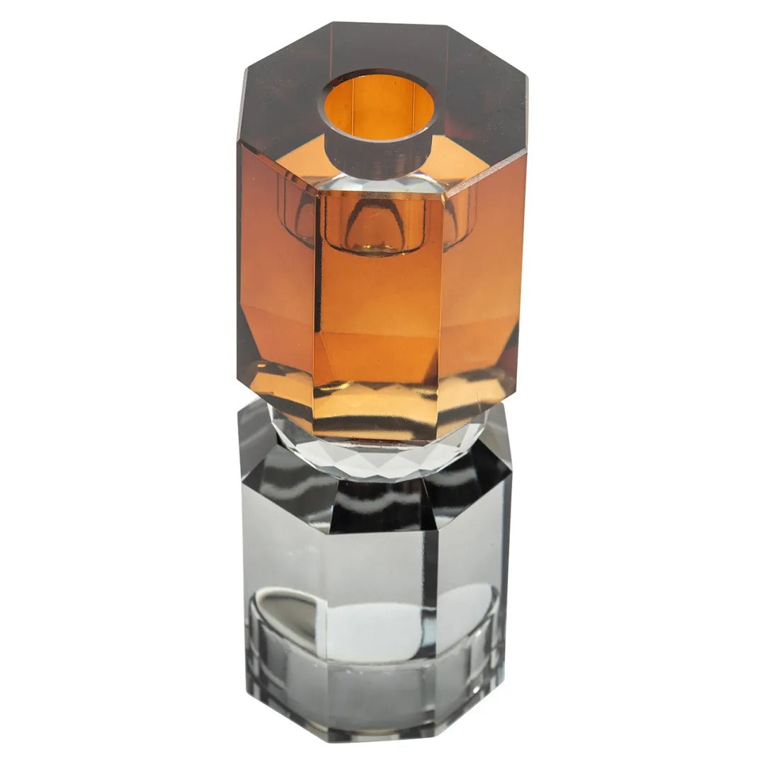 Svícen THYRA šedý s jantarovým