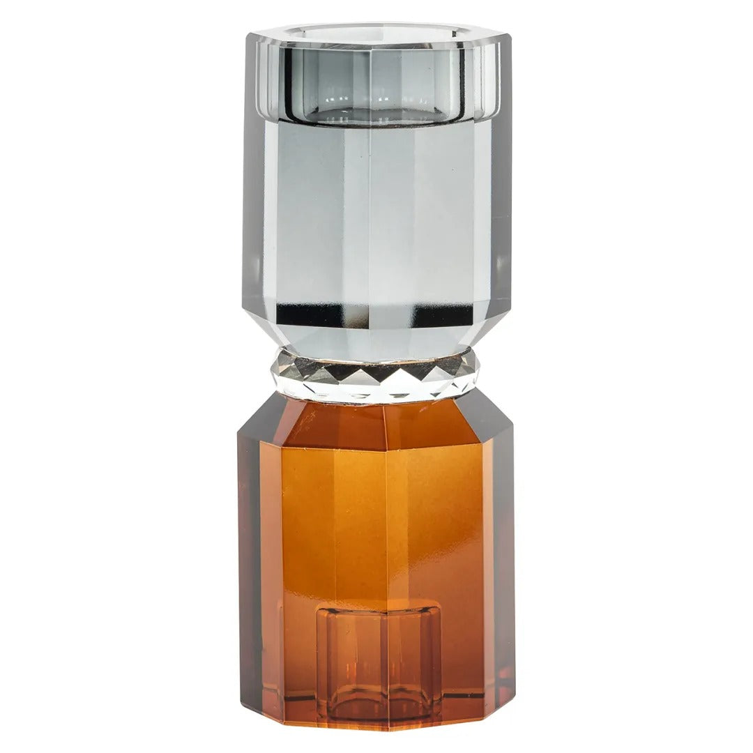 Svícen THYRA šedý s jantarovým