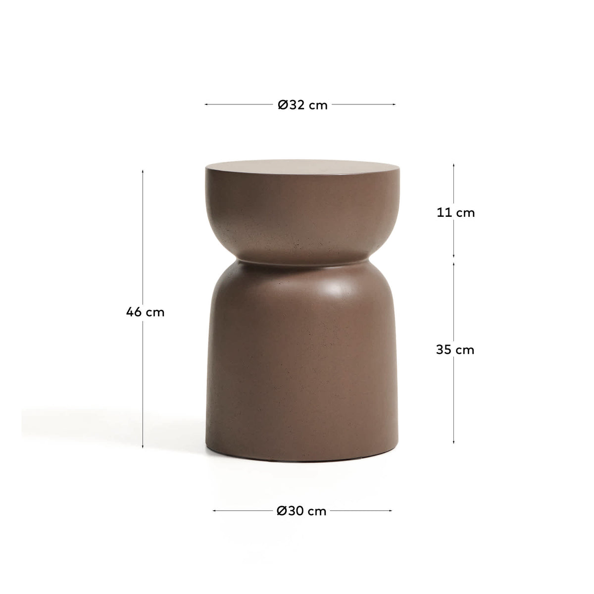 Stolik boczny ogrodowy GARBET brązowy cement – wymiary
