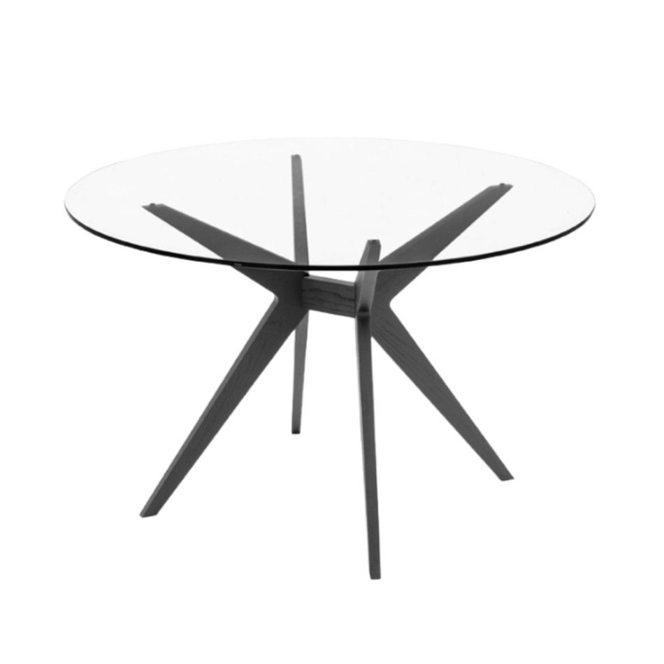 Round Table KENT with Glass Top and Black Base