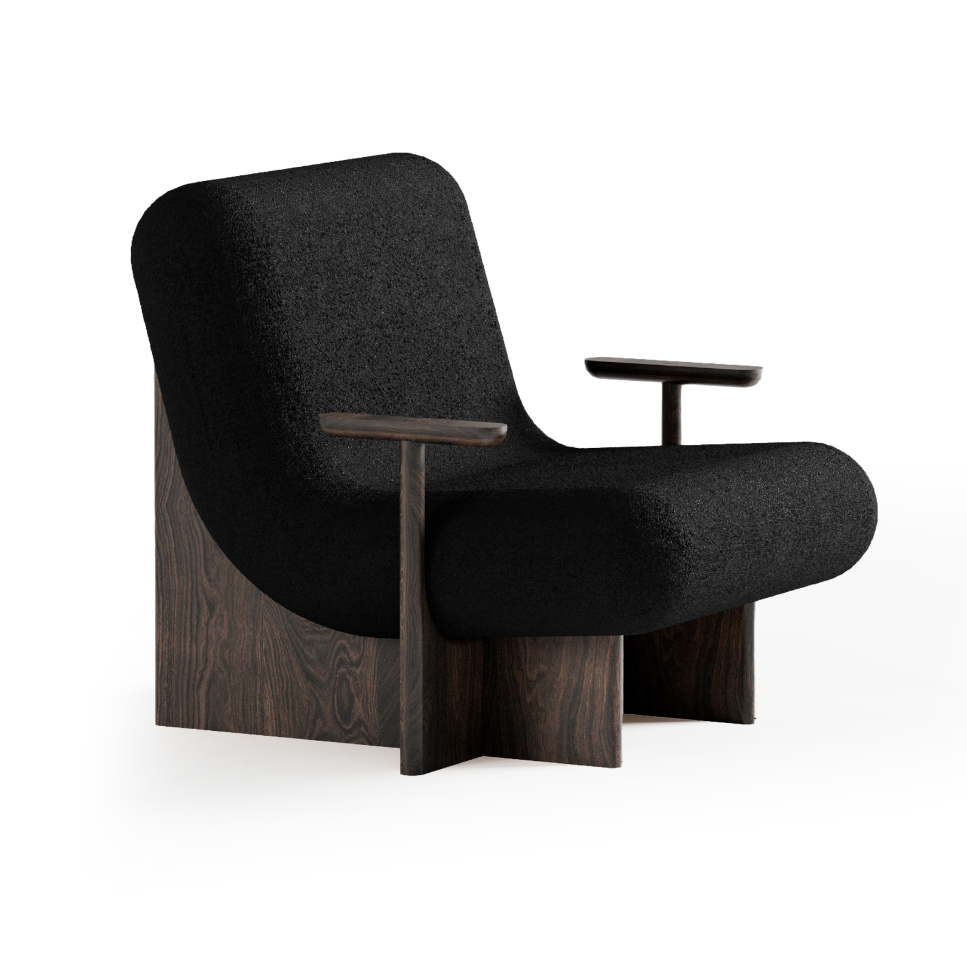 KIVO Armchair in Black with Ebony Oak Base