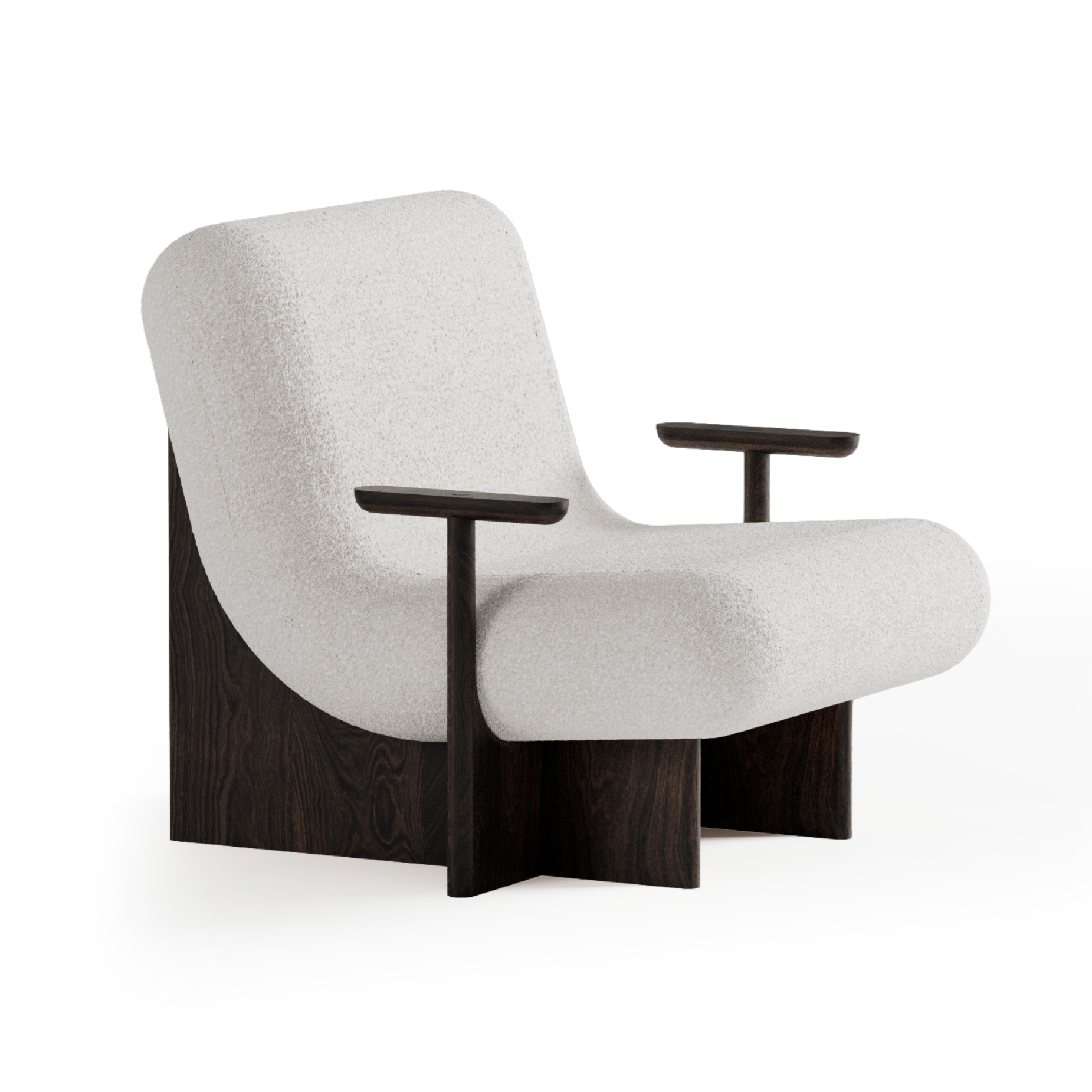 KIVO Armchair in White with Ebony Oak Base