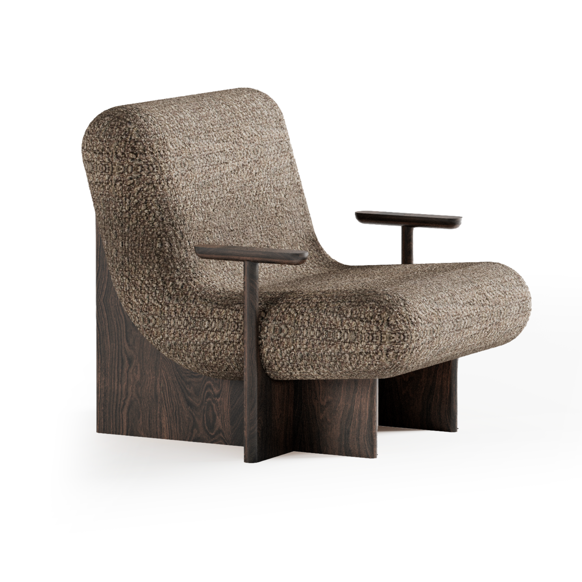 KIVO Armchair in Brown with Ebony Oak Base