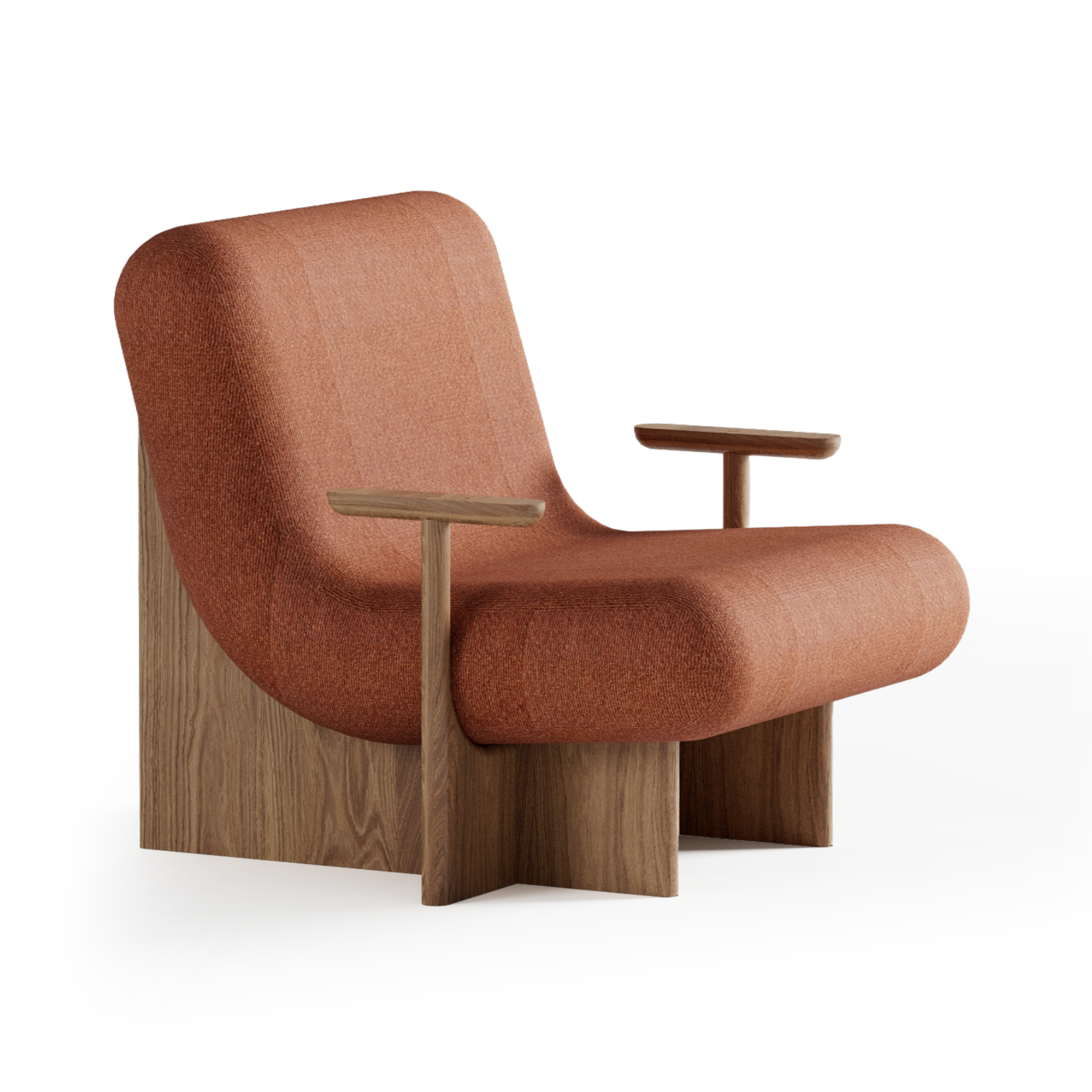 KIVO Armchair in Rust with Oak Base