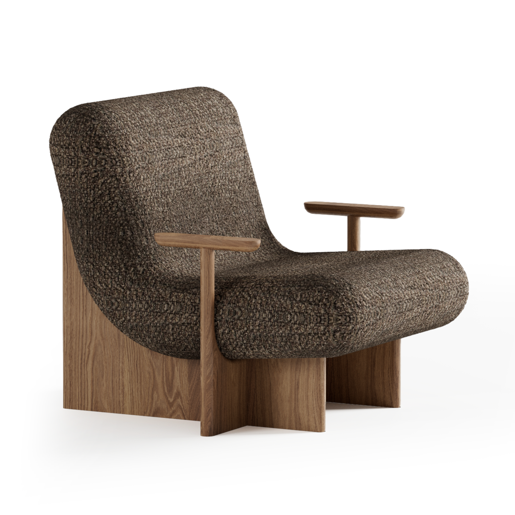 KIVO Armchair in Brown with Oak Base