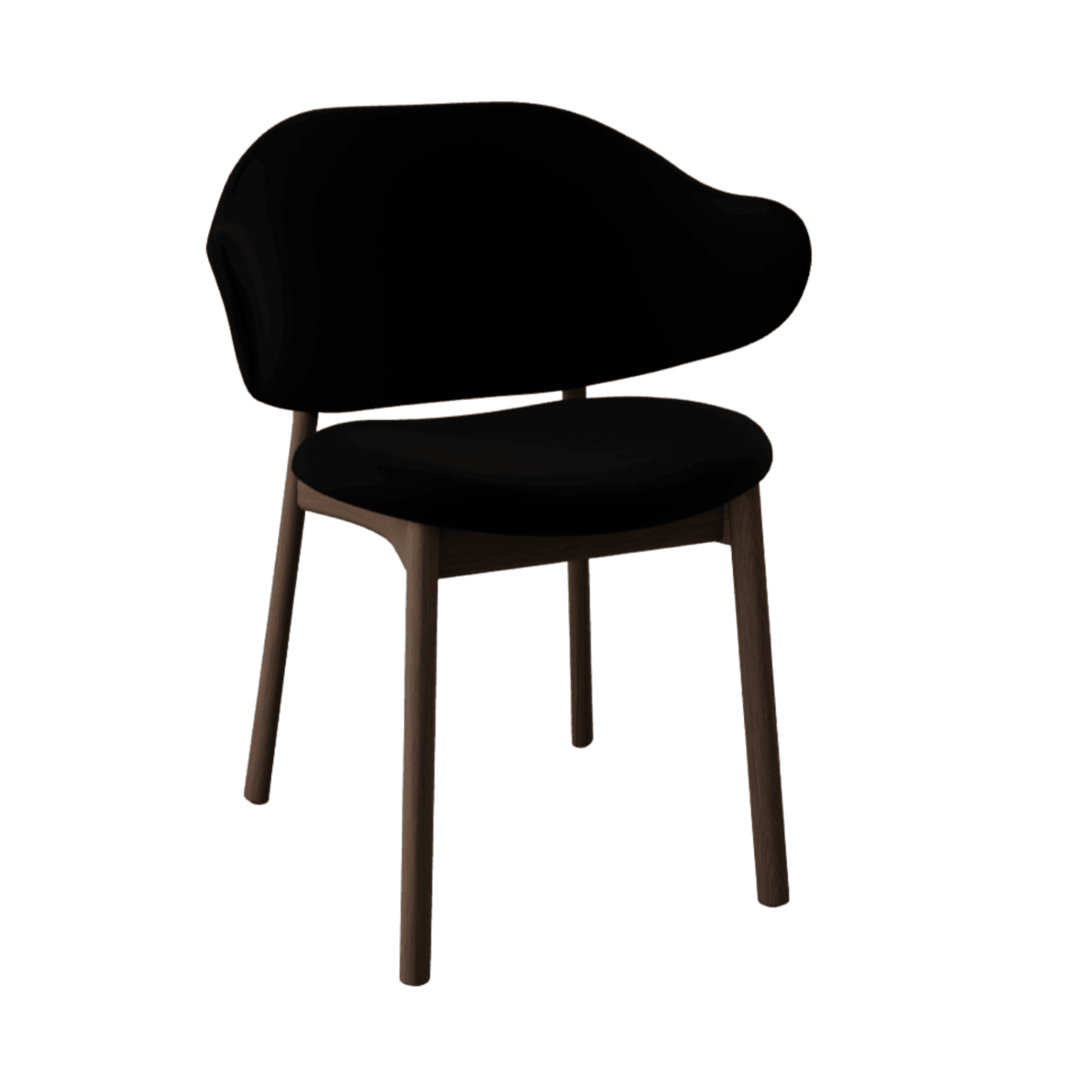 Krzesło aksamitne HOLLY czarny z drewnianą podstawą Calligaris ciemnobrązowa Eye on Design