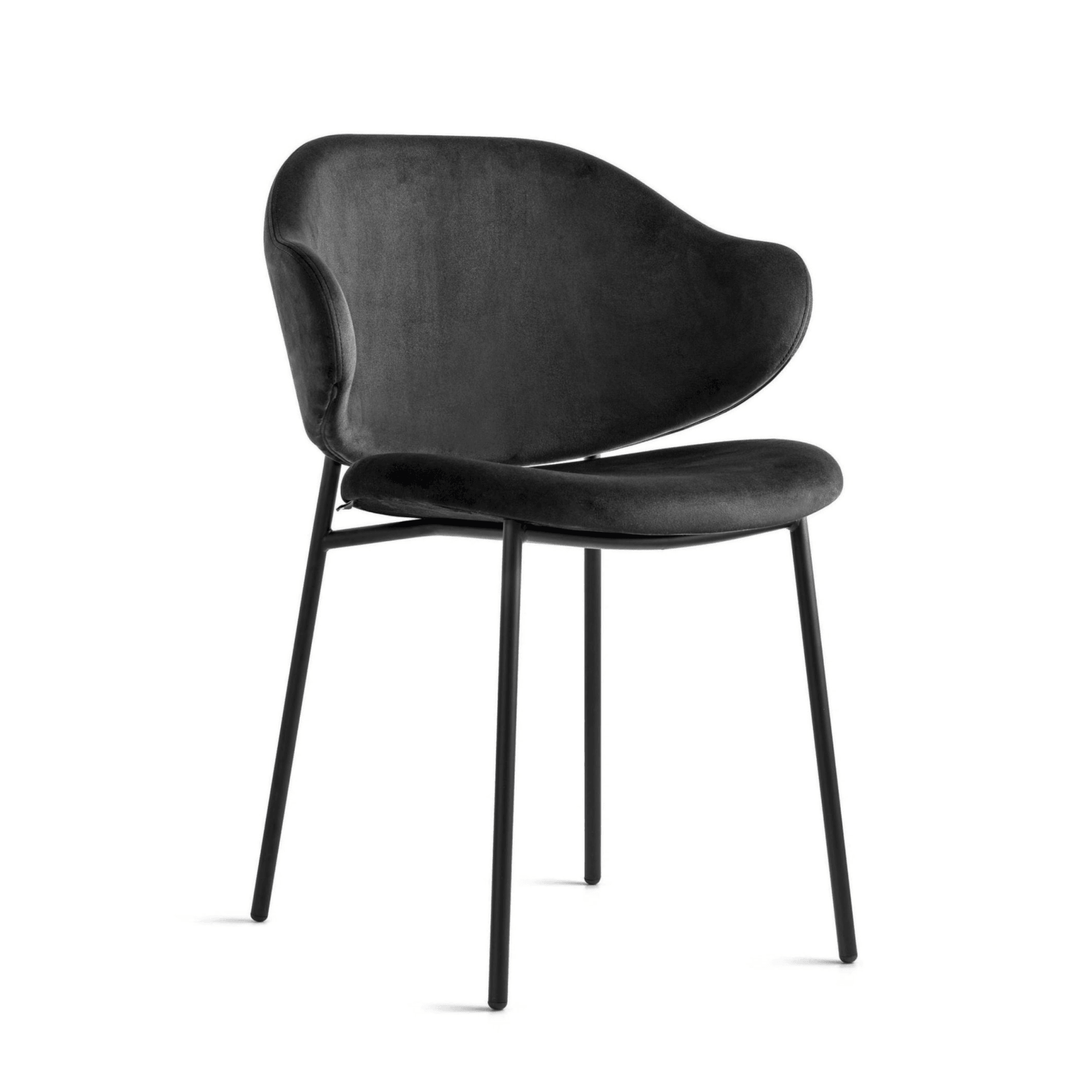 Krzesło aksamitne HOLLY czarny z metalową podstawą Calligaris matowa czerń Eye on Design