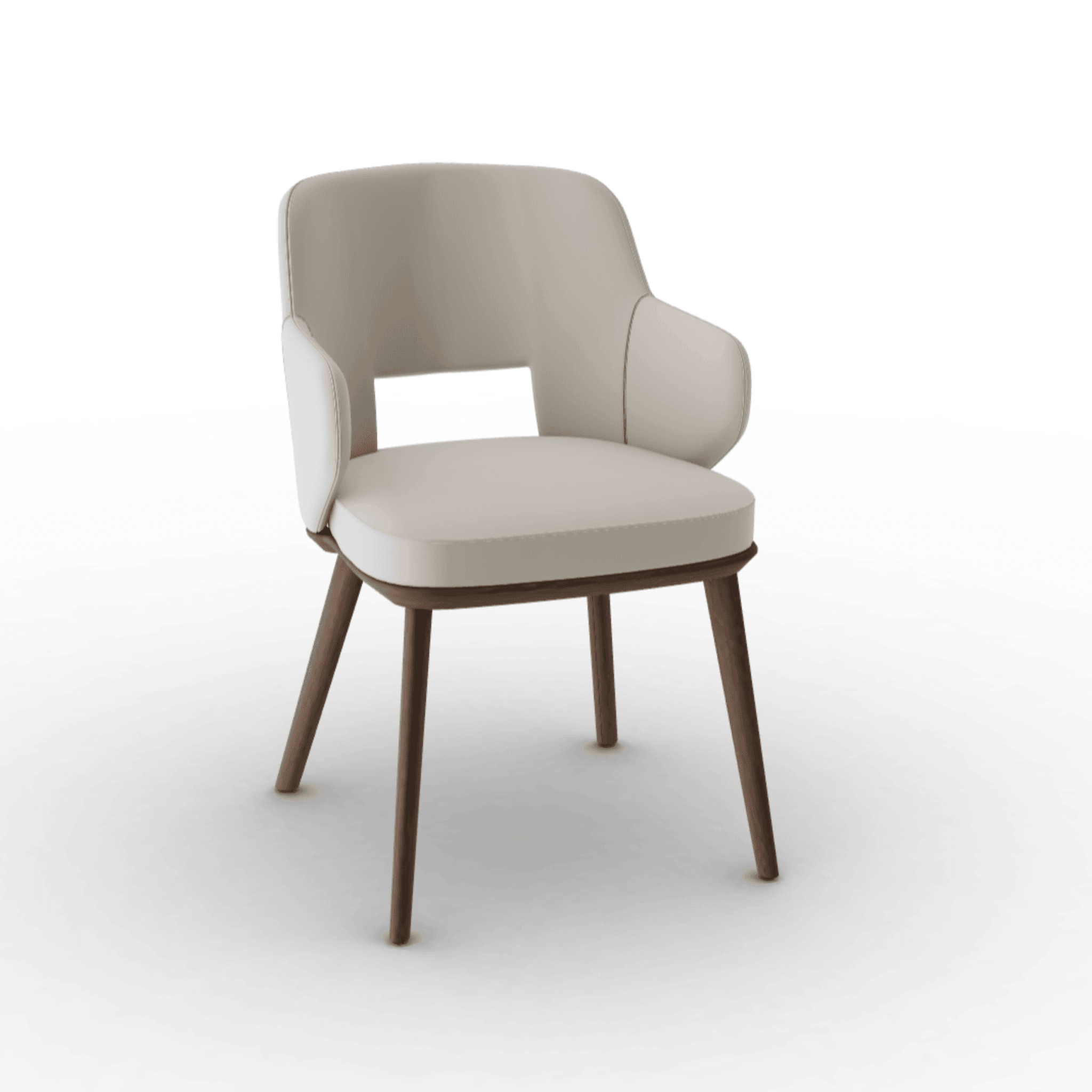 Krzesło aksamitne z podłokietnikami FOYER kremowy z drewnianą podstawą Calligaris ciemnobrązowa Eye on Design