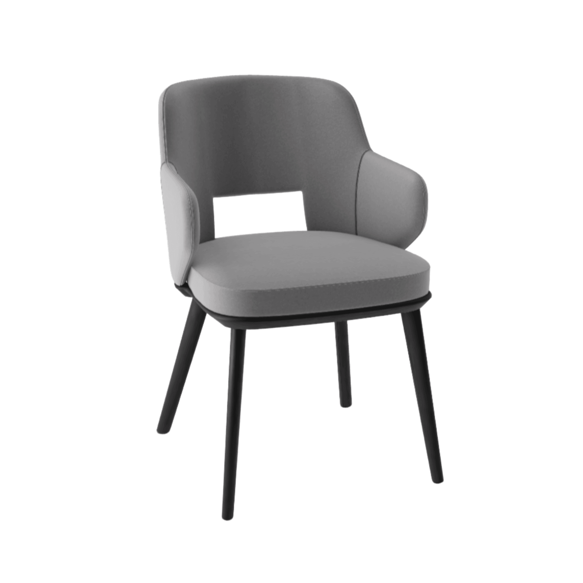 Krzesło aksamitne z podłokietnikami FOYER szary z drewnianą podstawą Calligaris matowa czerń Eye on Design