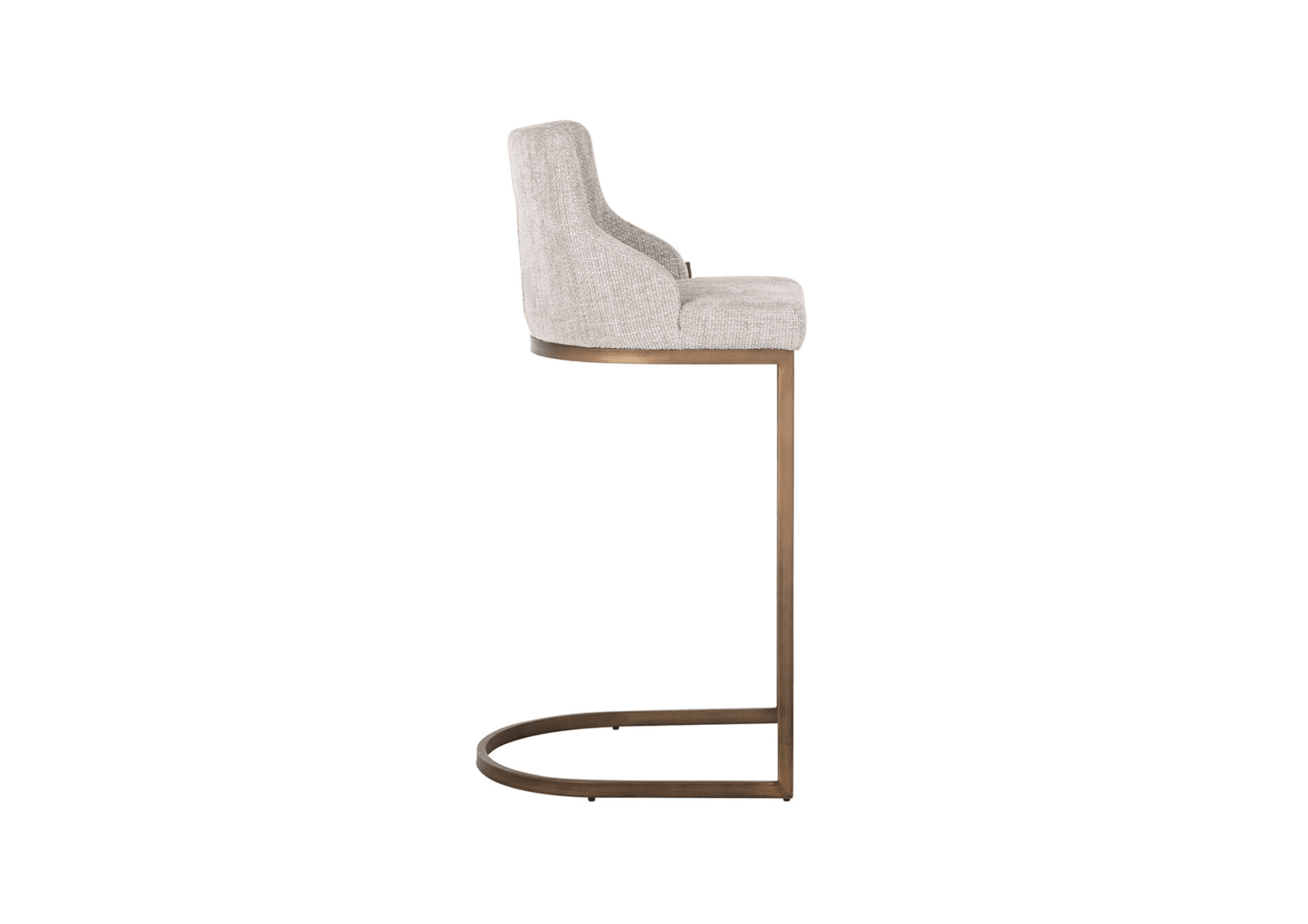 Krzesło barowe BOLTON jasnoszary z mosiężną podstawą Richmond Interiors Eye on Design