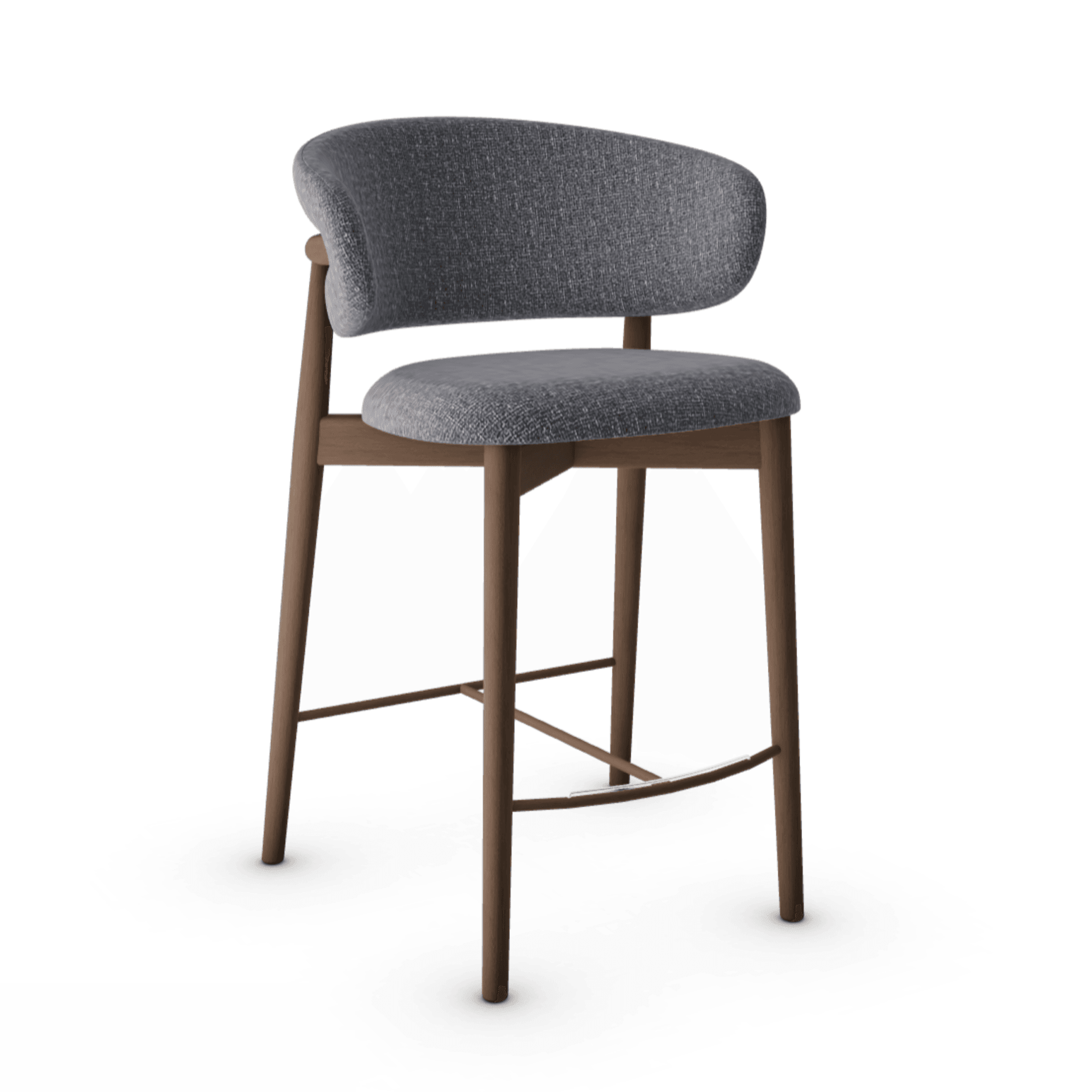 Krzesło barowe OLEANDRO boucle antracytowy z drewnianą podstawą Calligaris drewniana ciemnobrązowa Eye on Design