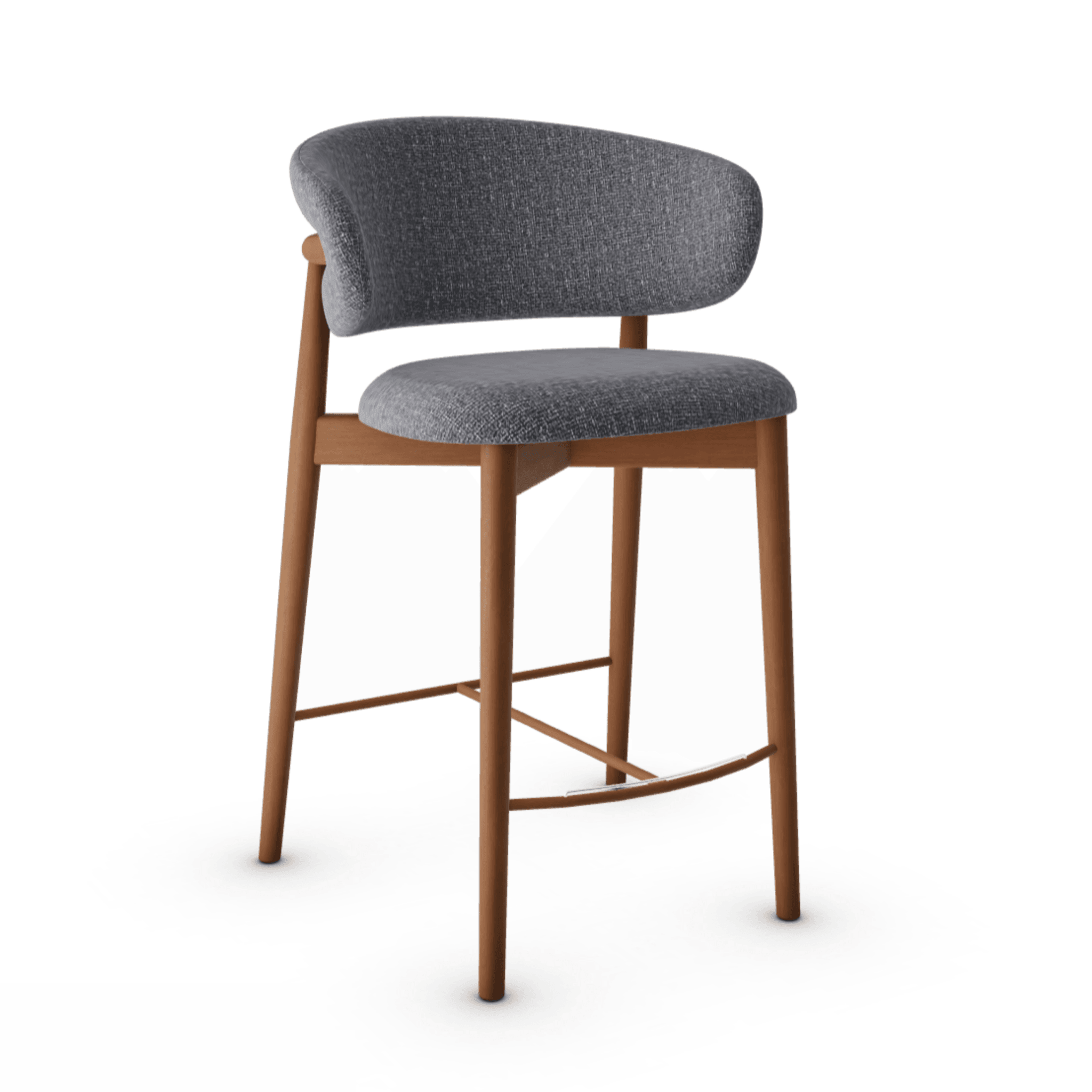 Krzesło barowe OLEANDRO boucle antracytowy z drewnianą podstawą Calligaris drewniana orzech włoski Eye on Design